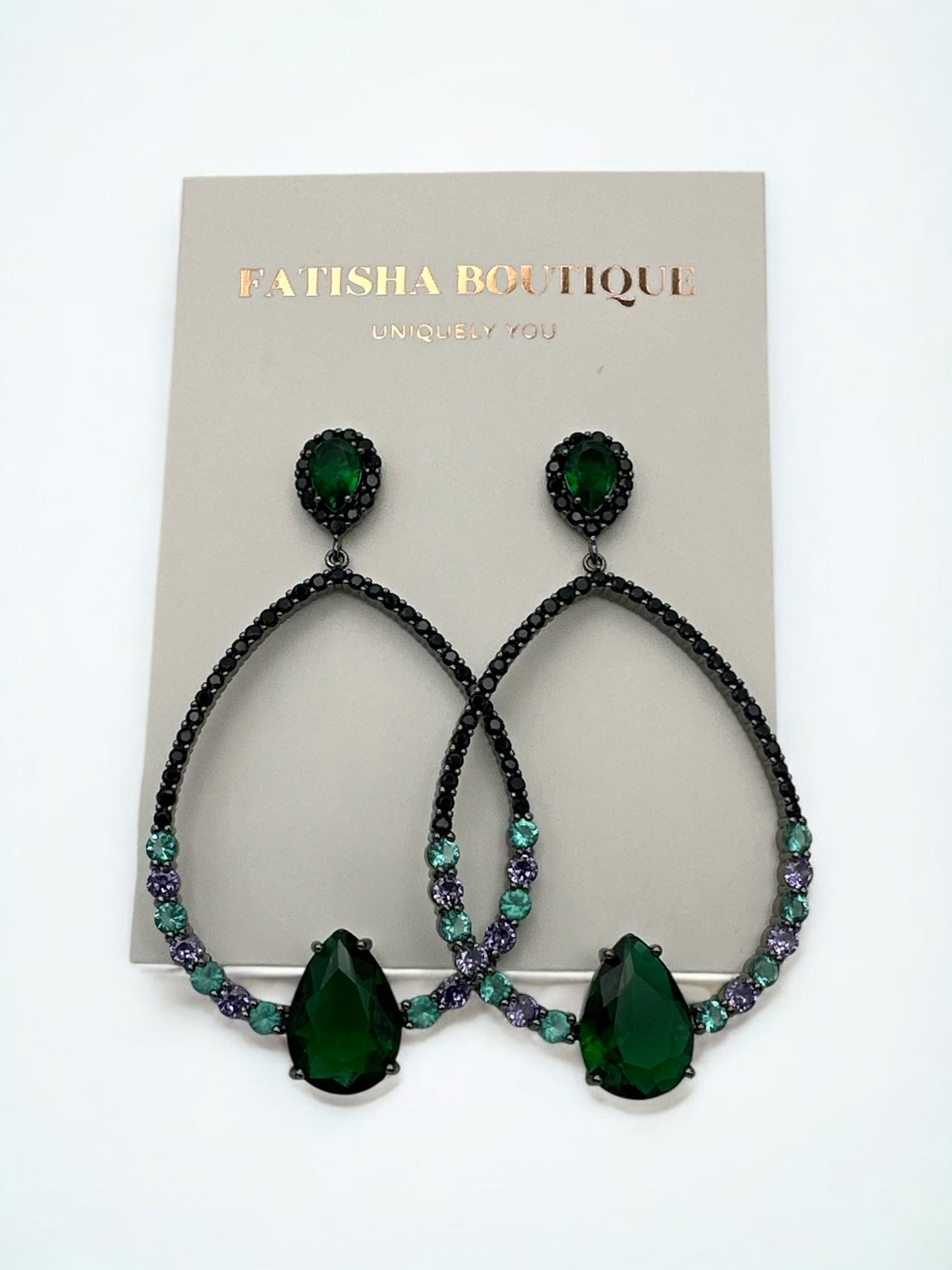 Elegant Vintage Rhinestone Teardrop Dangle Earrings – Statement Jewellery