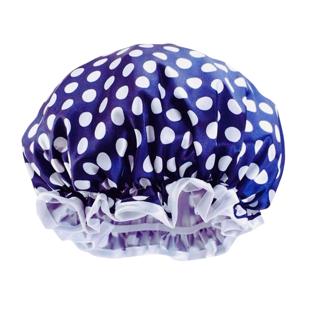 Double Layer Satin Silk Shower Bonnet – Reusable Waterproof Hair Cap with Ruffles