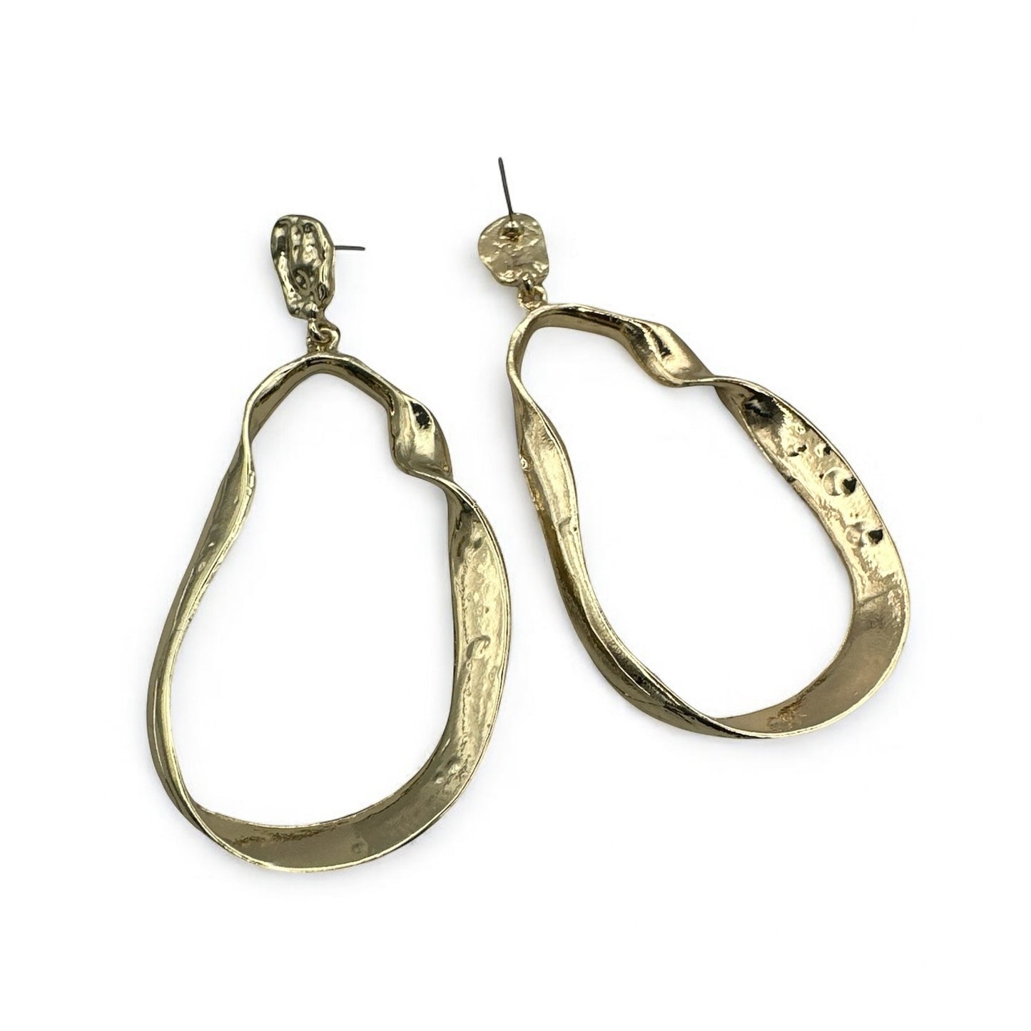 Gold Textured Dangle Earrings – Bold Chic Statement Drop for Women - Fatisha Boutique #