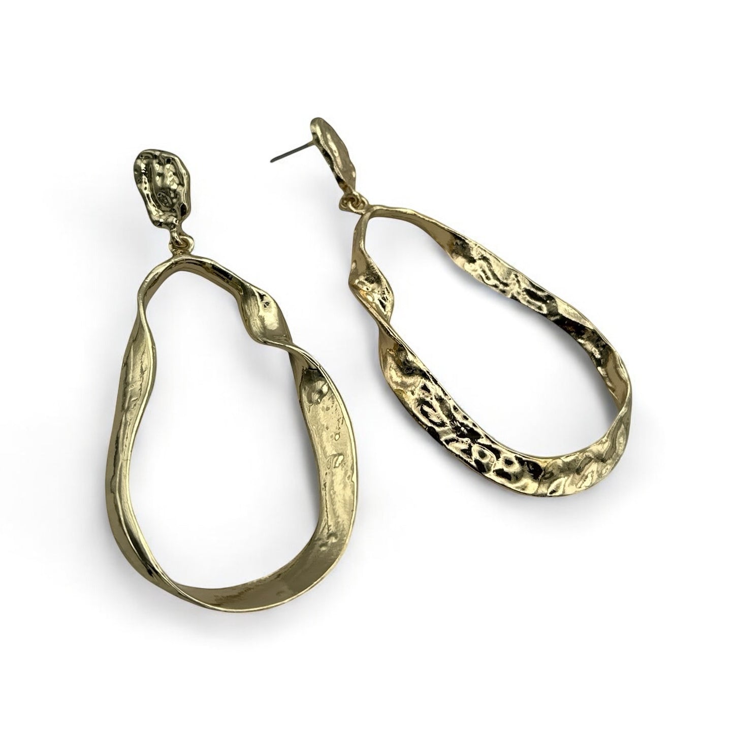 Gold Textured Dangle Earrings – Bold Chic Statement Drop for Women - Fatisha Boutique #