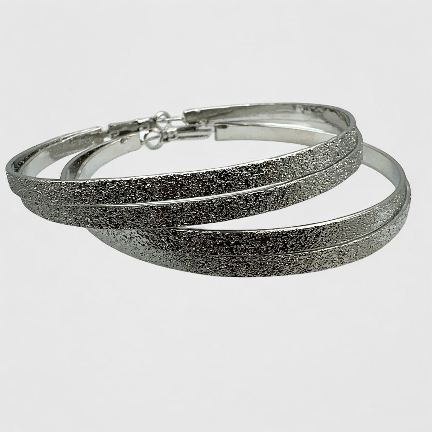 Double 7CM Textured Circle Hoop Earrings – Gold & Silver Bold Statement Jewellery