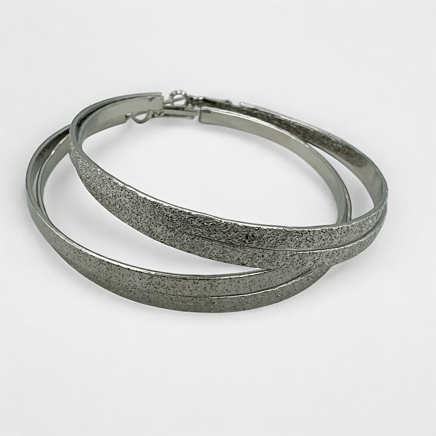 Double 7CM Textured Circle Hoop Earrings – Gold & Silver Bold Statement Jewellery