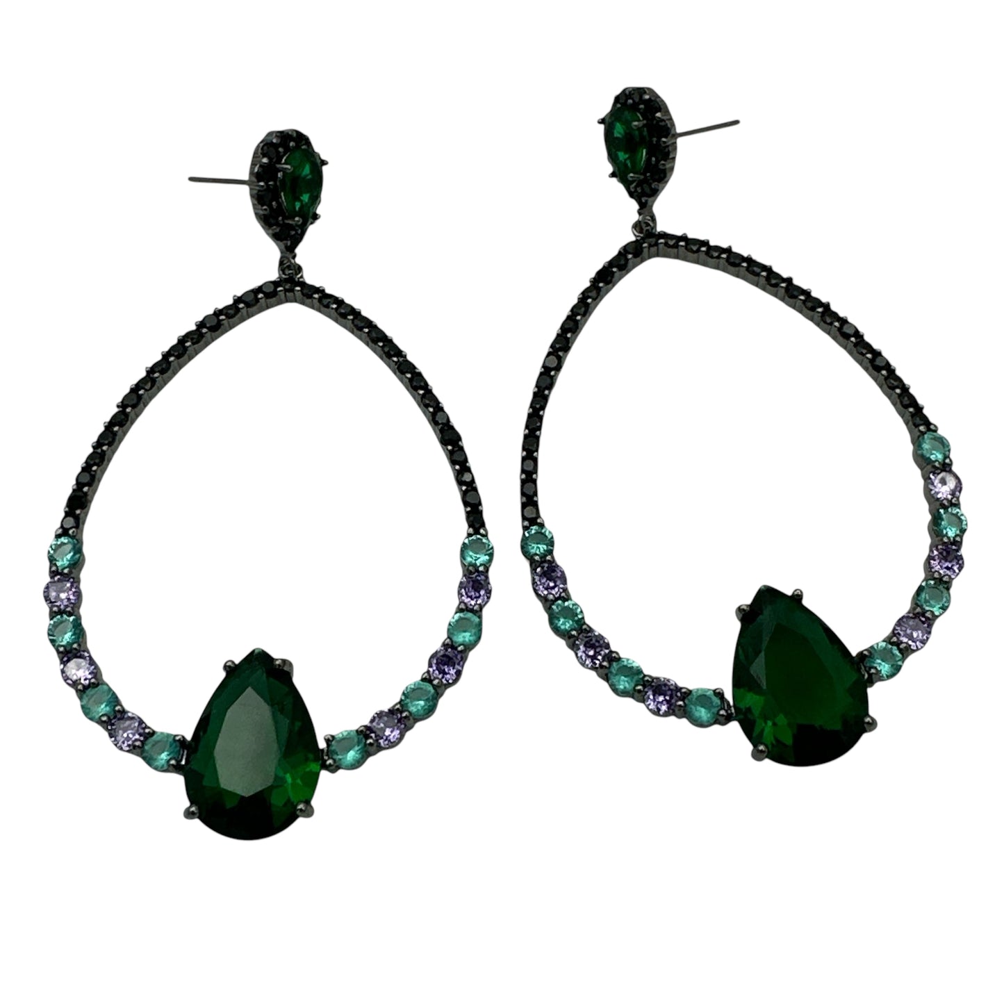Elegant Vintage Rhinestone Teardrop Dangle Earrings – Statement Jewellery