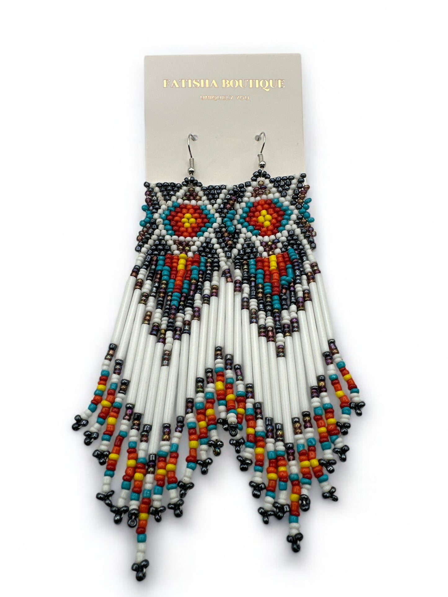 Bohemian Tribal Handmade Long Beaded Earrings | Ethnic Native Tassel Festival Style - Fatisha Boutique #
