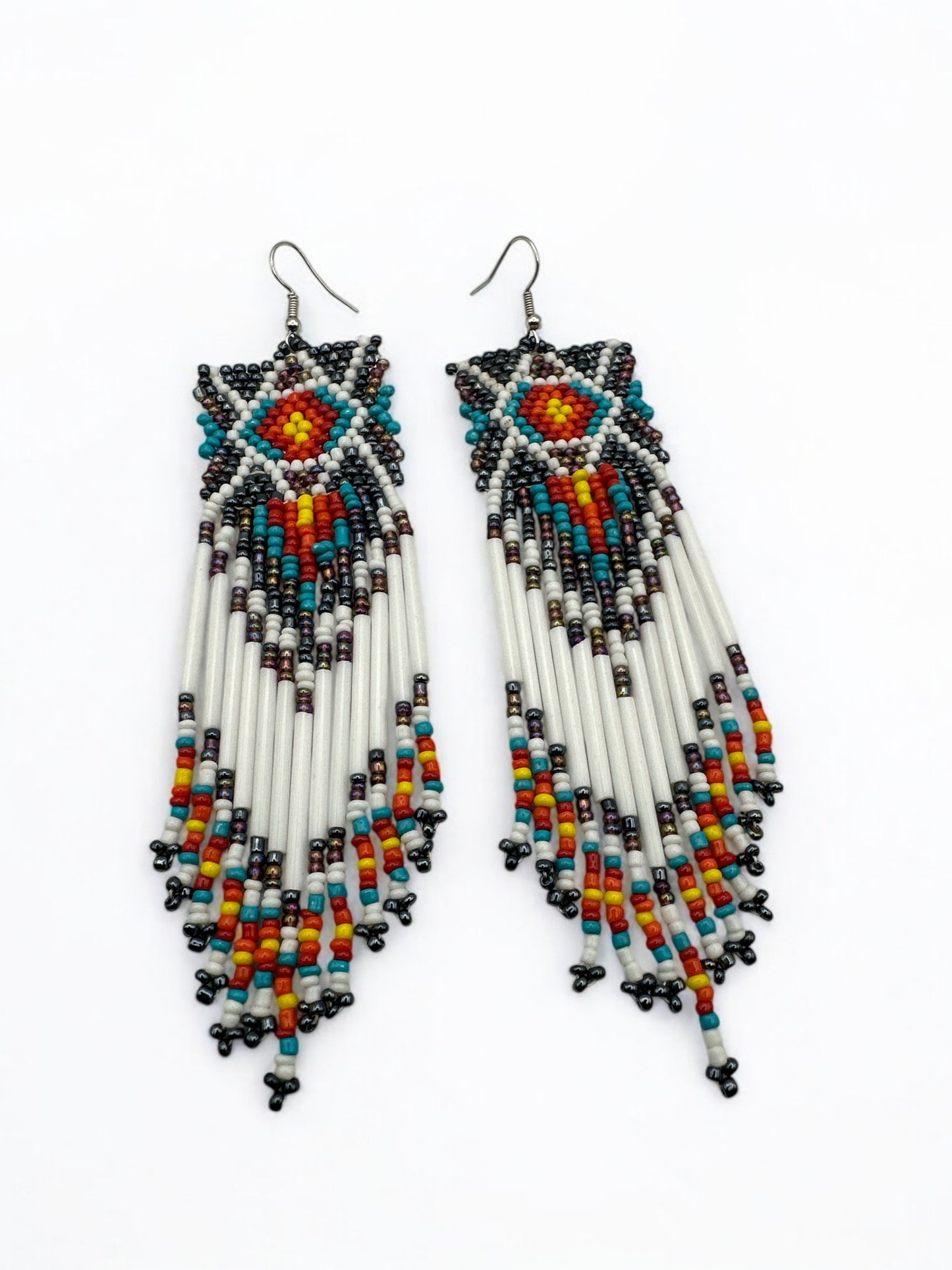 Bohemian Tribal Handmade Long Beaded Earrings | Ethnic Native Tassel Festival Style - Fatisha Boutique #