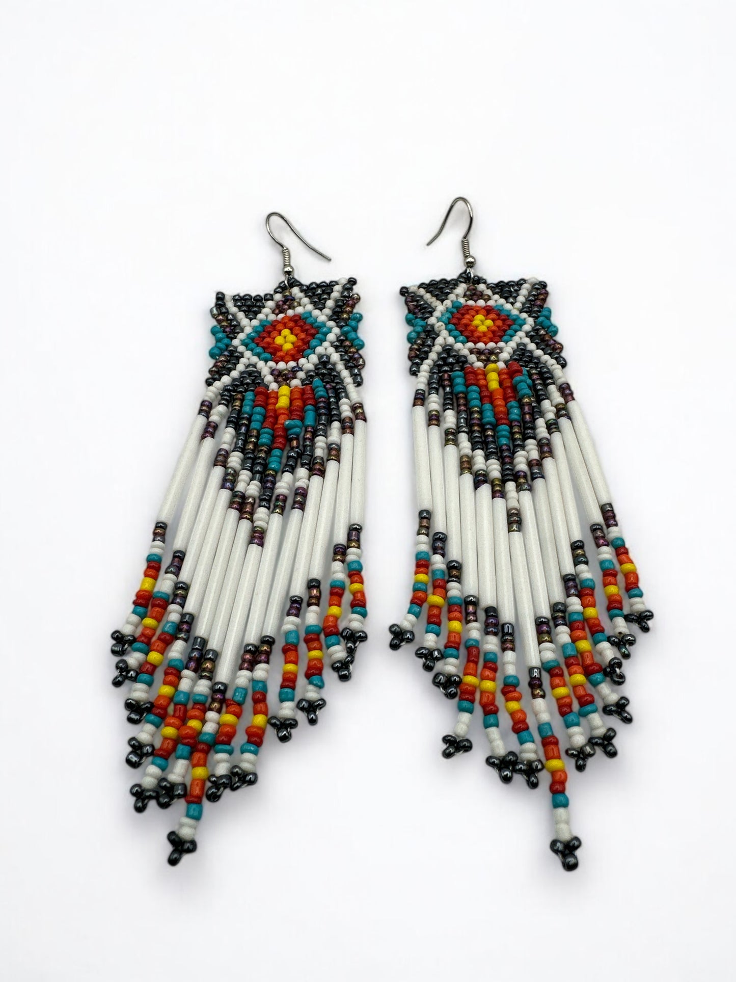 Bohemian Tribal Handmade Long Beaded Earrings | Ethnic Native Tassel Festival Style - Fatisha Boutique #