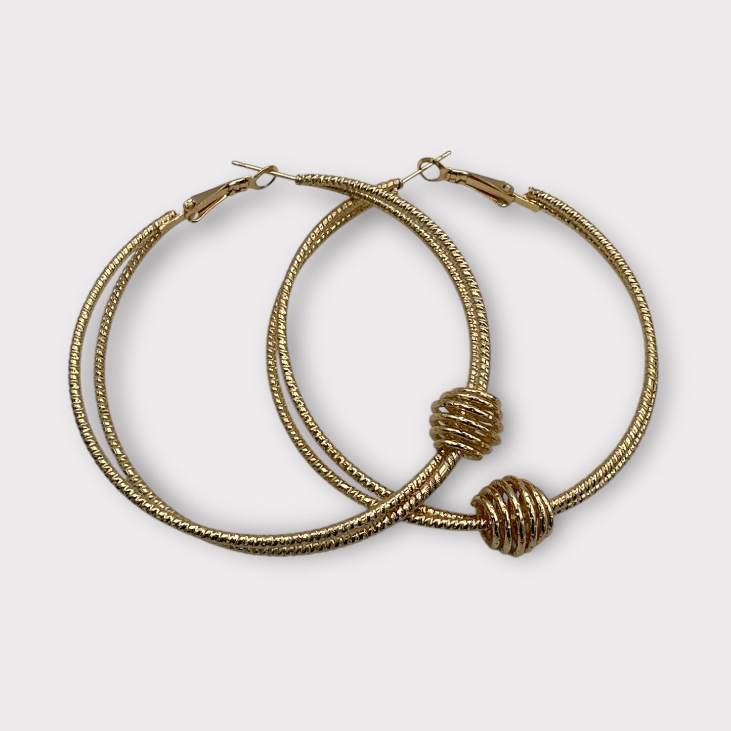 6CM Double Circle Knot Hoop Earrings – Bold Gold & Silver Statement Jewellery