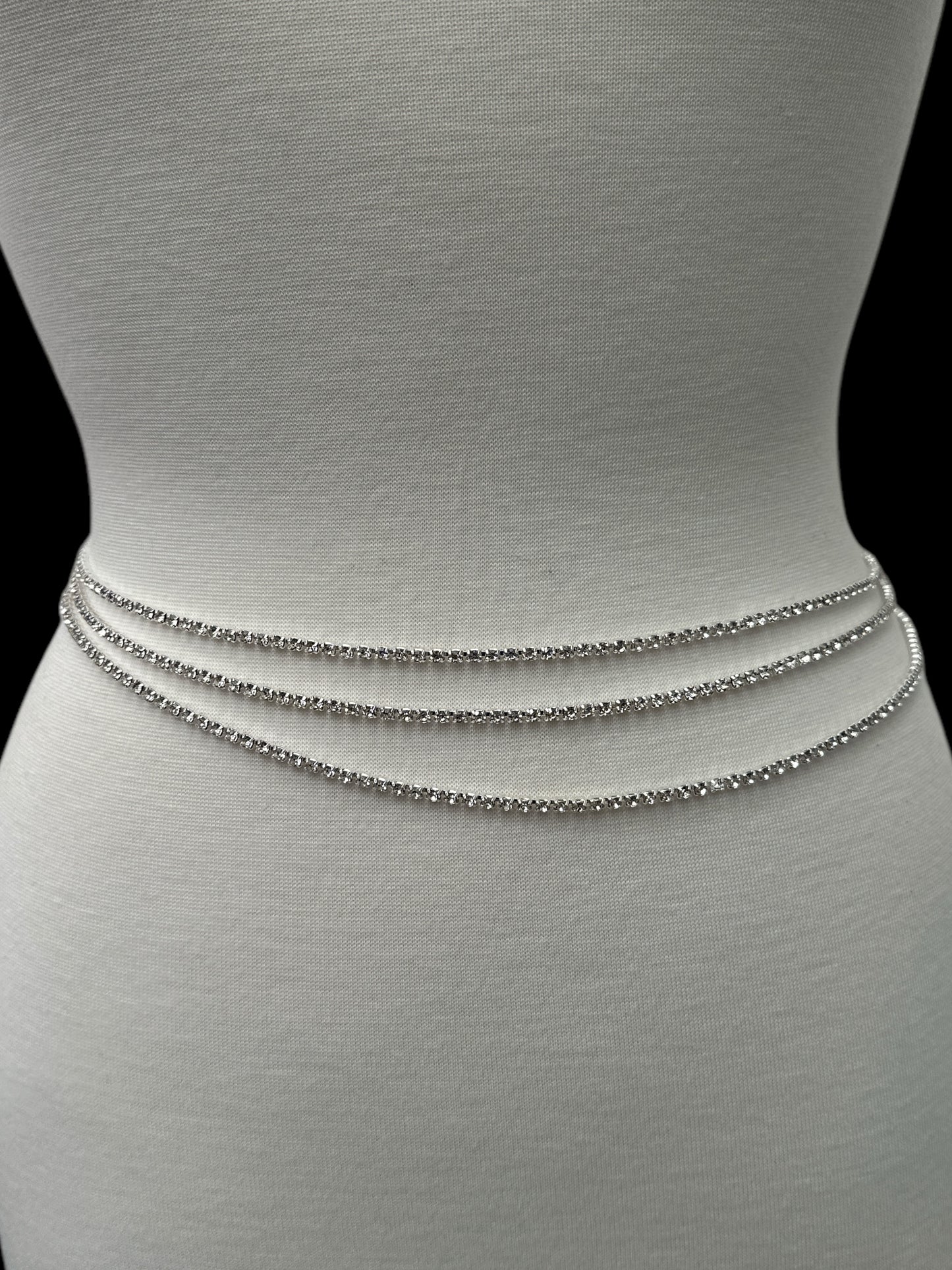 Triple Layer Rhinestone Belly Chain – Festival Beach Body Jewellery Boho Chic - Fatisha Boutique #