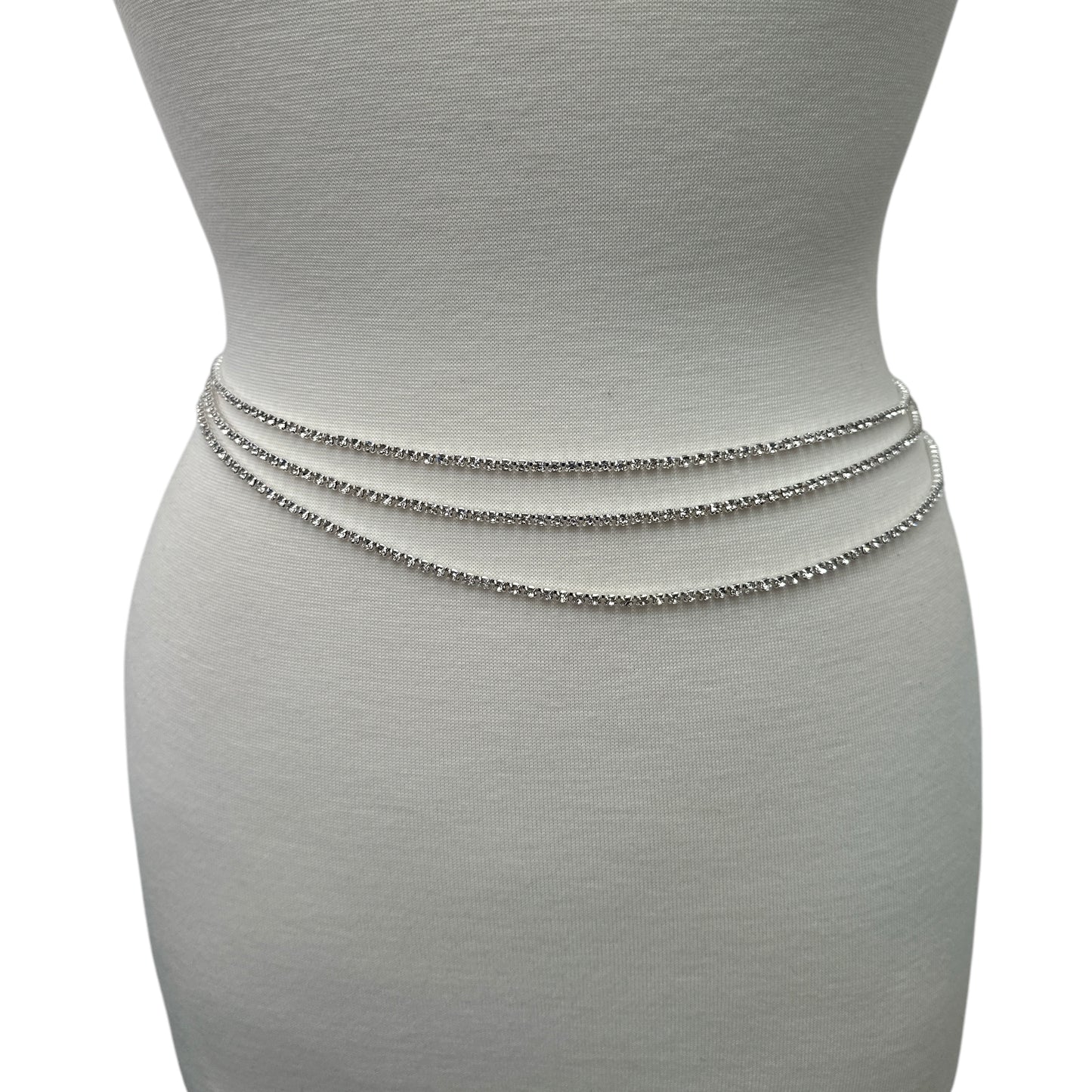 Triple Layer Rhinestone Belly Chain – Festival Beach Body Jewellery Boho Chic - Fatisha Boutique #