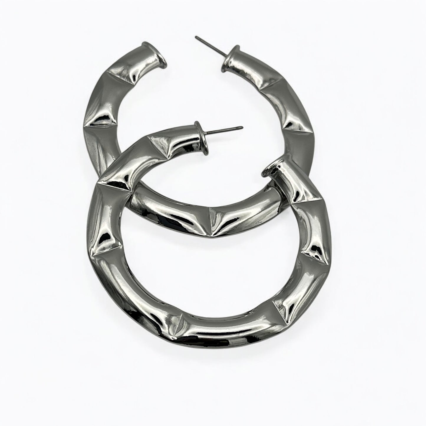 6CM Bamboo Style Statement Hoop Earrings - Bold Gold & Silver Fashion Hoops - Fatisha Boutique #