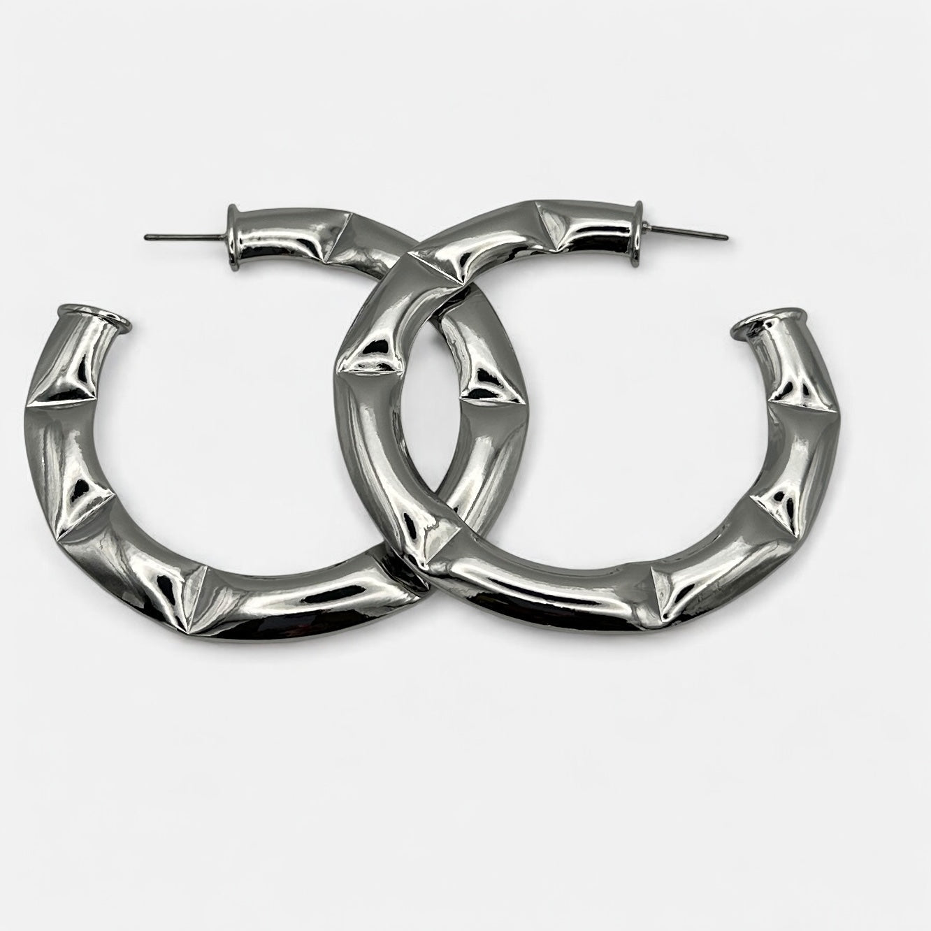 6CM Bamboo Style Statement Hoop Earrings - Bold Gold & Silver Fashion Hoops - Fatisha Boutique #