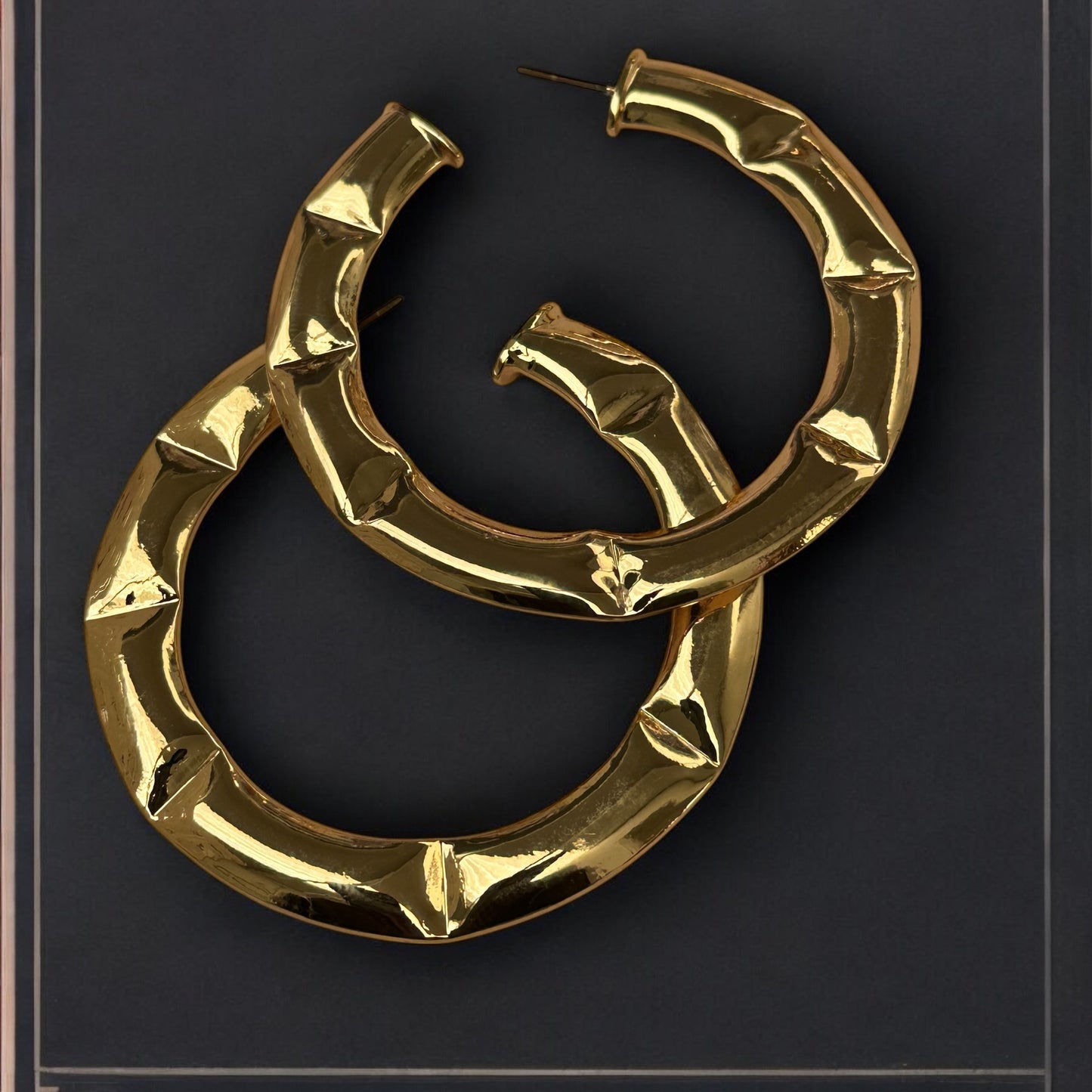 6CM Bamboo Style Statement Hoop Earrings - Bold Gold & Silver Fashion Hoops - Fatisha Boutique #