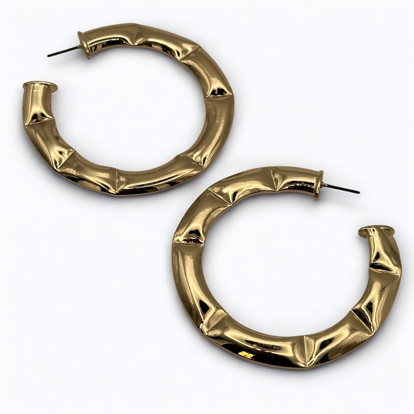 6CM Bamboo Style Statement Hoop Earrings - Bold Gold & Silver Fashion Hoops - Fatisha Boutique #