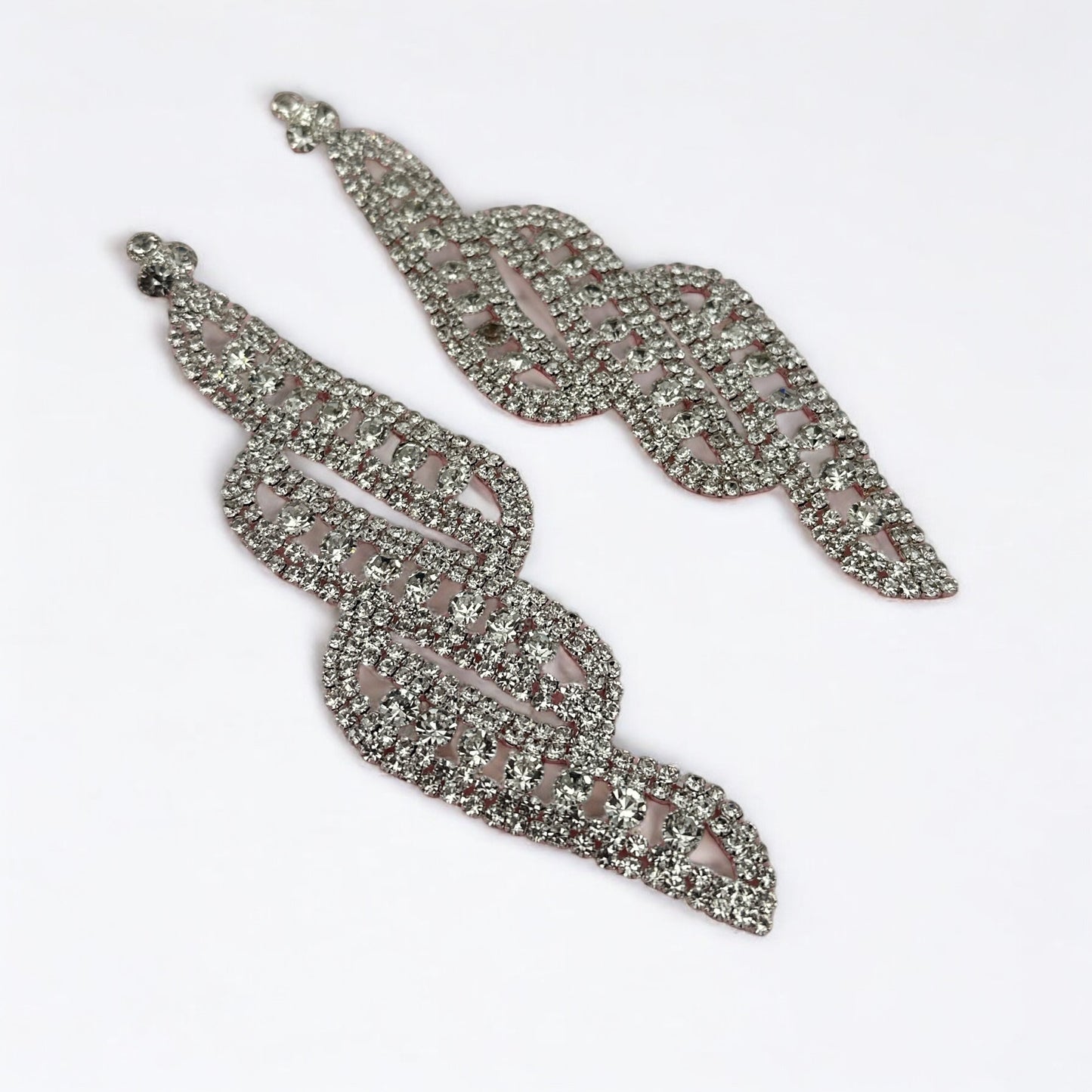 Long Elegant Glam Diamante Rhinestone Crystal Drop Earrings for Bold Sparkle