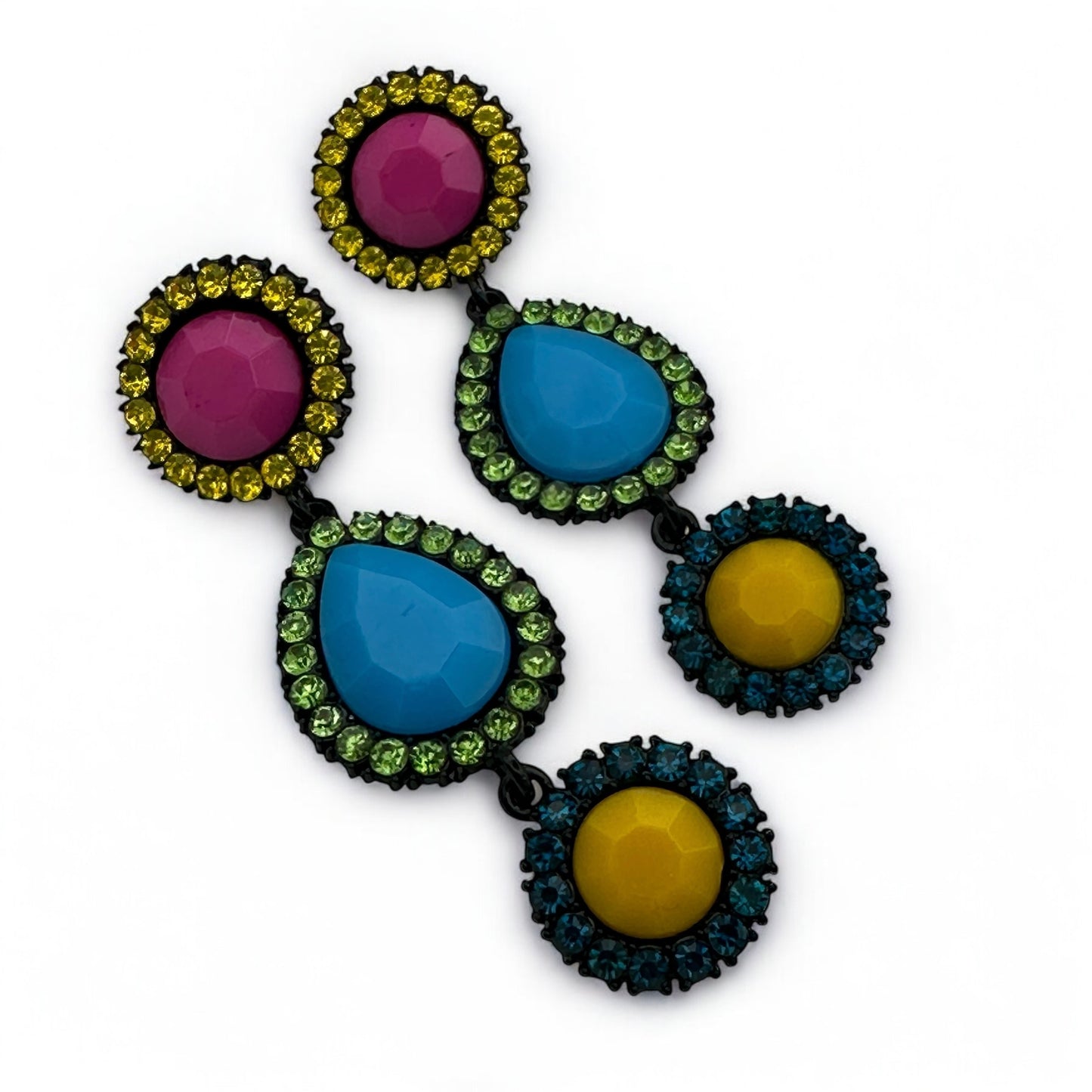 Bold Bohemian Multicoloured Resin Drop Earrings – Vibrant Statement Style - Fatisha Boutique #