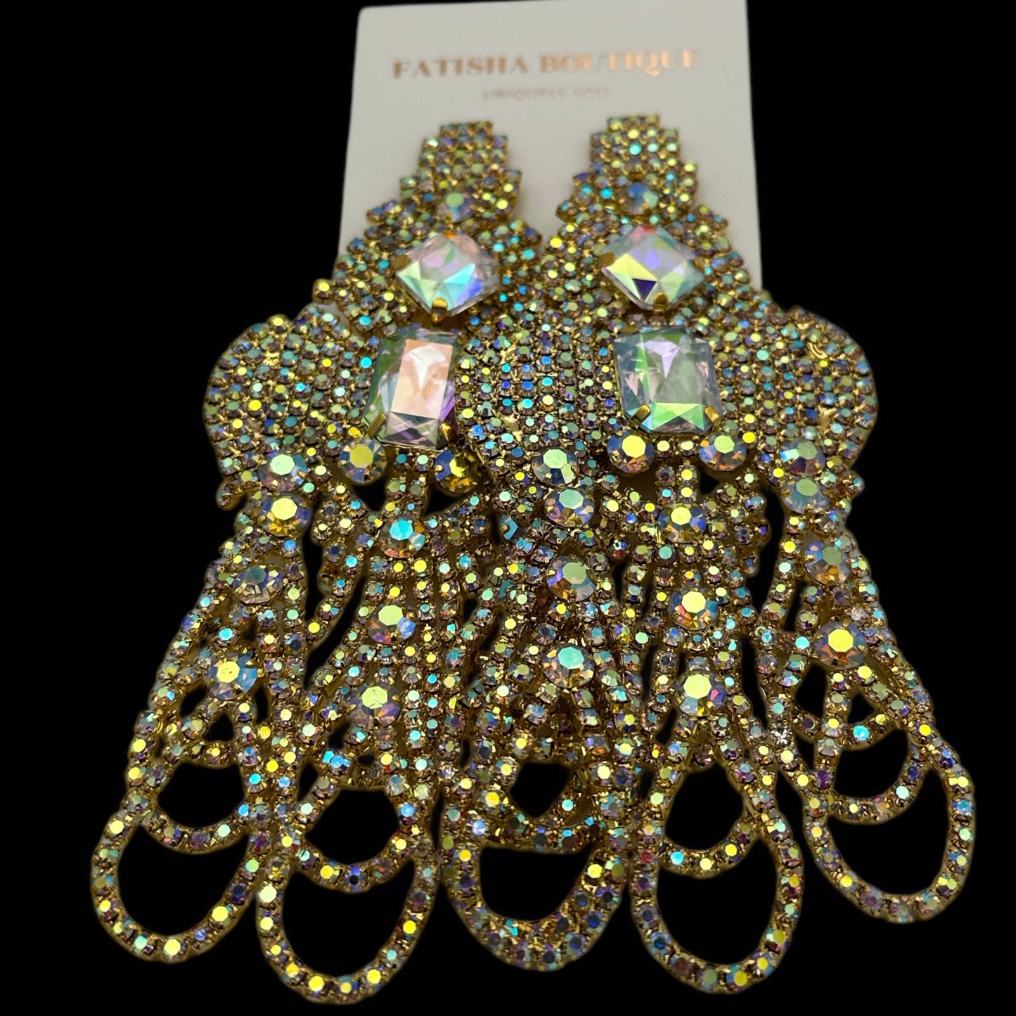 Glamorous Crystal Diamante Rhinestone Dangle Earrings – Sparkly Statement Jewellery