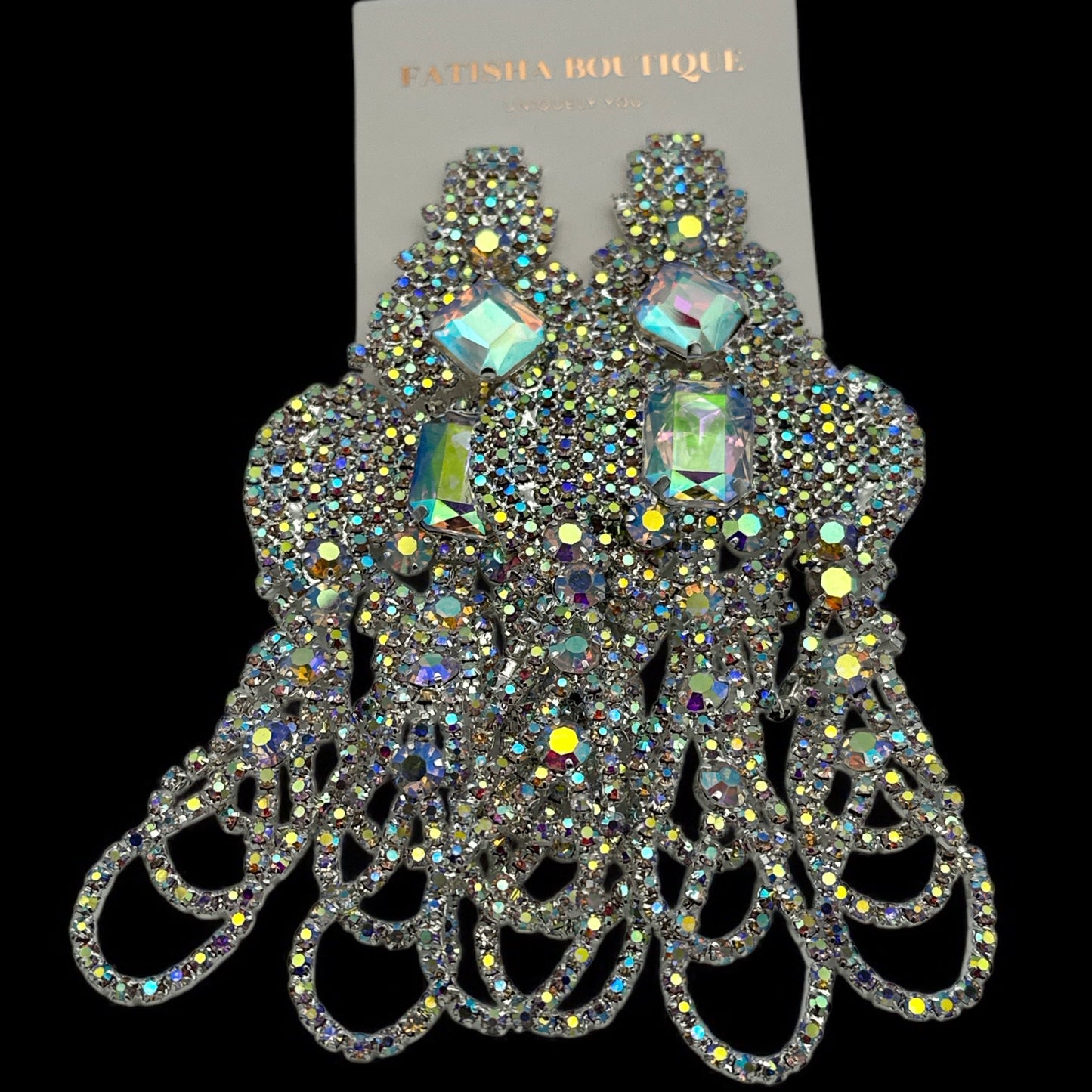 Glamorous Crystal Diamante Rhinestone Dangle Earrings – Sparkly Statement Jewellery