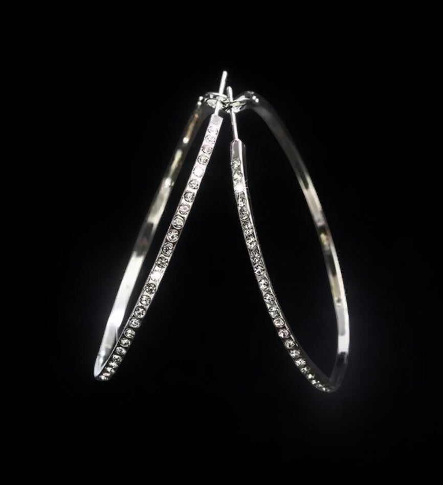 Elegant Rhinestone Crystal Hoop Earrings – Classic Gold & Silver Styles