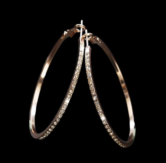 Elegant Rhinestone Crystal Hoop Earrings – Classic Gold & Silver Styles