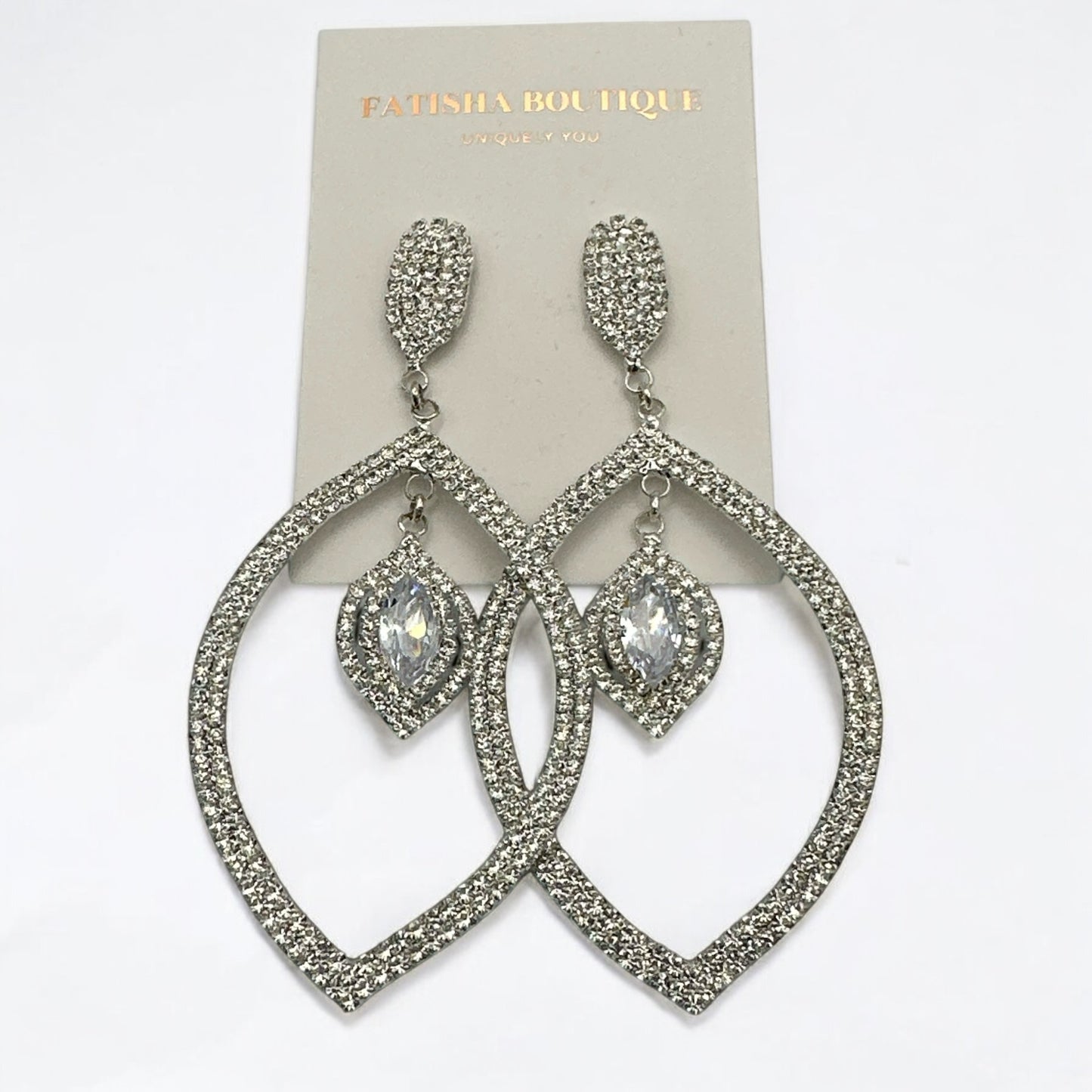 Glam Rhinestone Statement Earrings – Teardrop Crystal Dangle in Gold & Silver