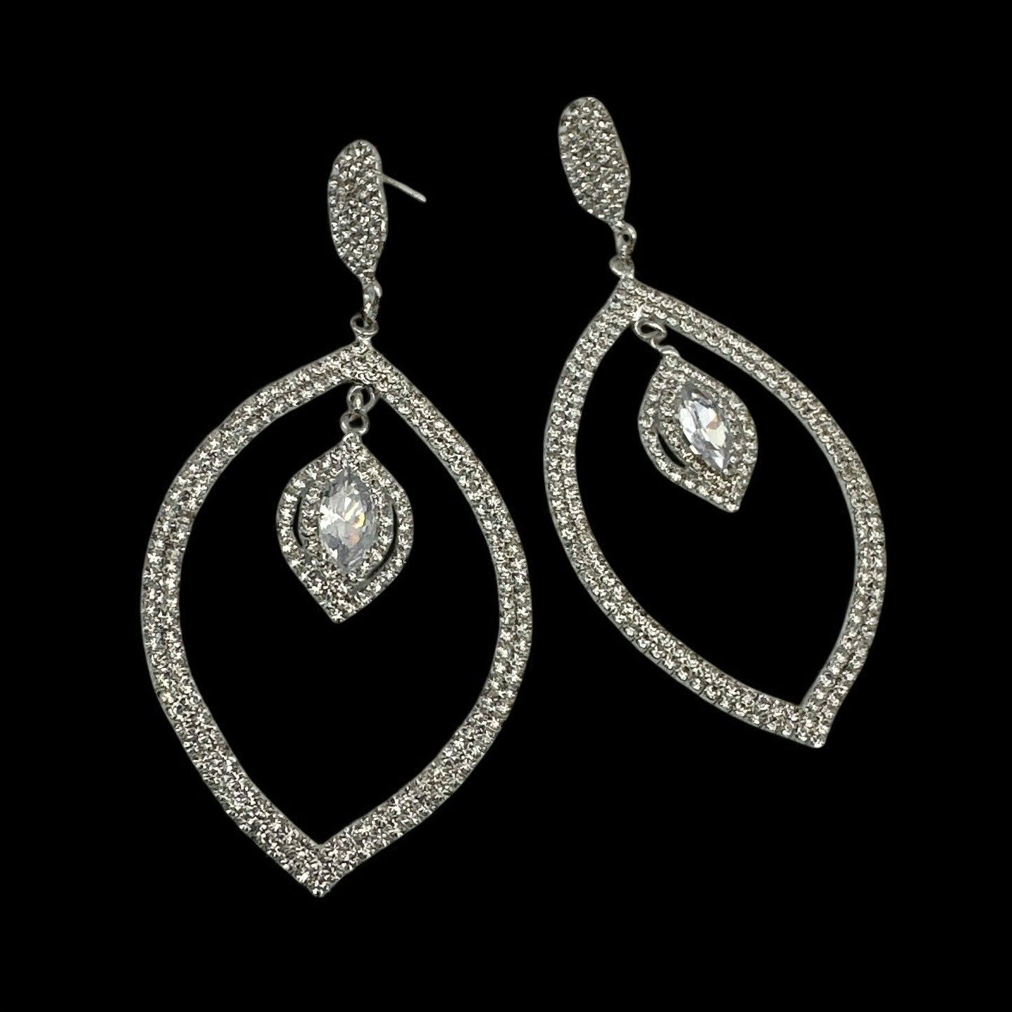 Glam Rhinestone Statement Earrings – Teardrop Crystal Dangle in Gold & Silver