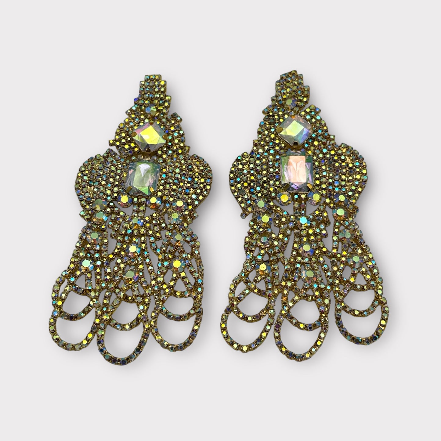 Glamorous Crystal Diamante Rhinestone Dangle Earrings – Sparkly Statement Jewellery