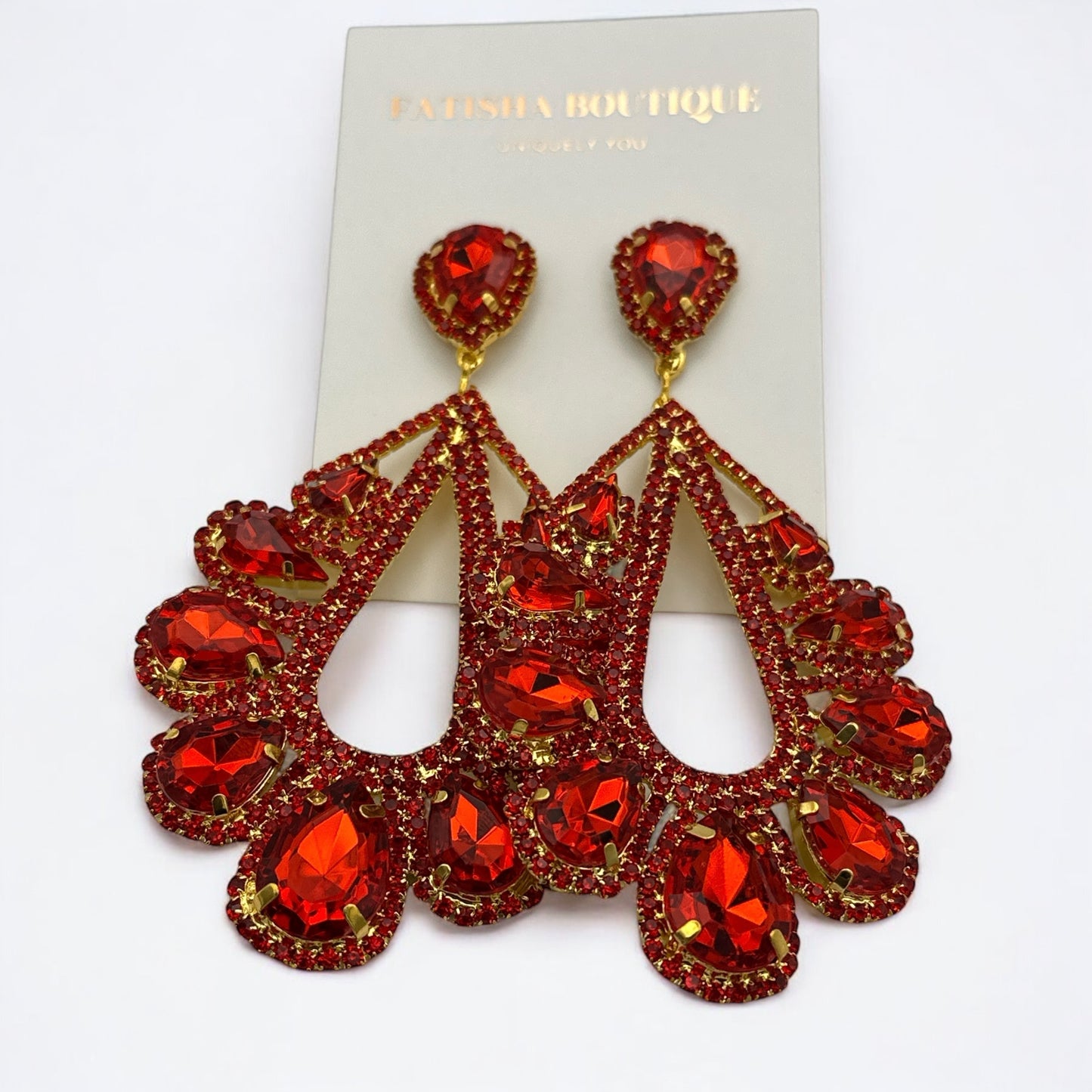 Bold Crystal Teardrop Rhinestone Earrings – Glam Statement Jewellery for Women