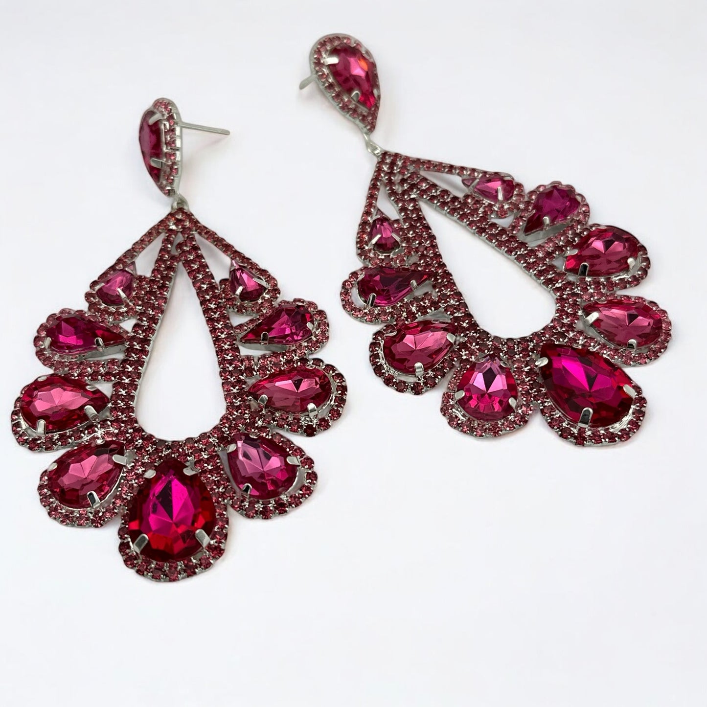 Bold Crystal Teardrop Rhinestone Earrings – Glam Statement Jewellery for Women