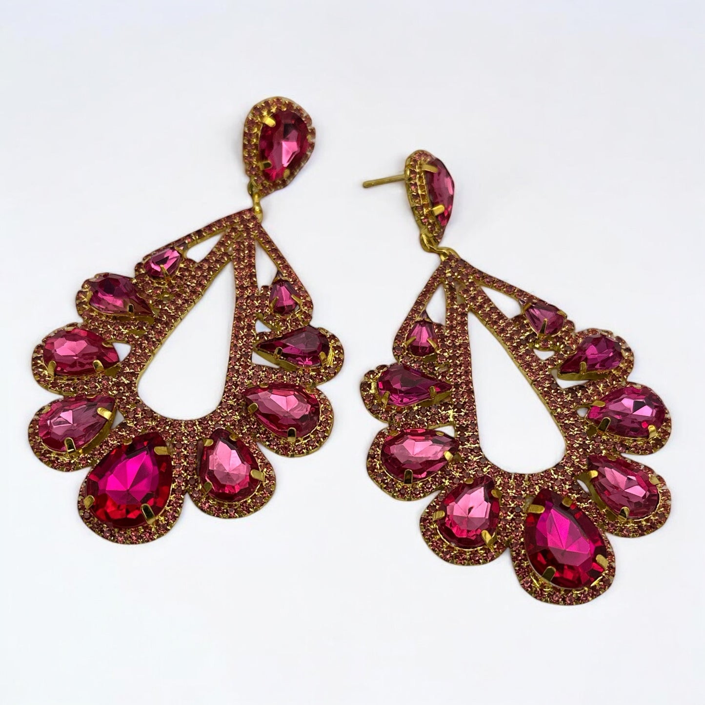 Bold Crystal Teardrop Rhinestone Earrings – Glam Statement Jewellery for Women