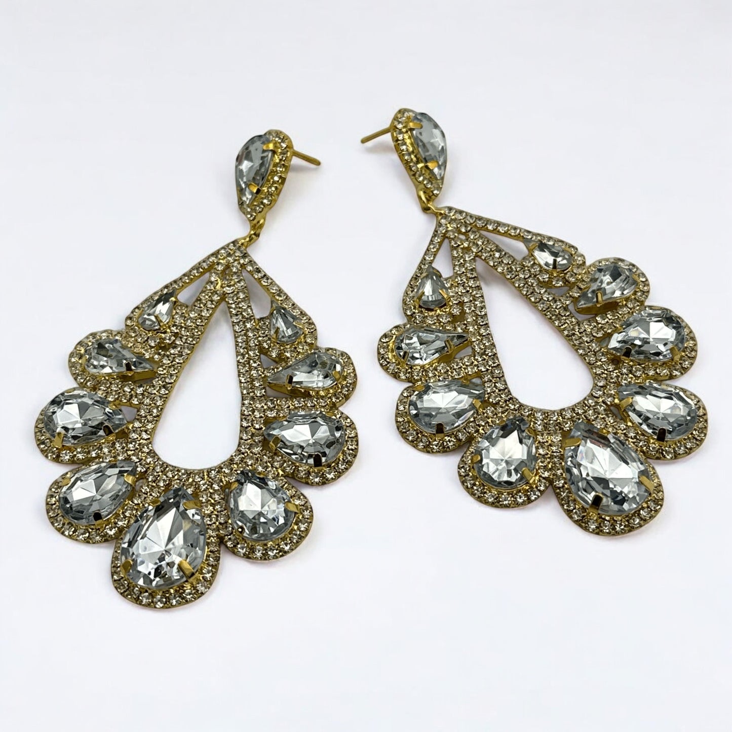 Bold Crystal Teardrop Rhinestone Earrings – Glam Statement Jewellery for Women