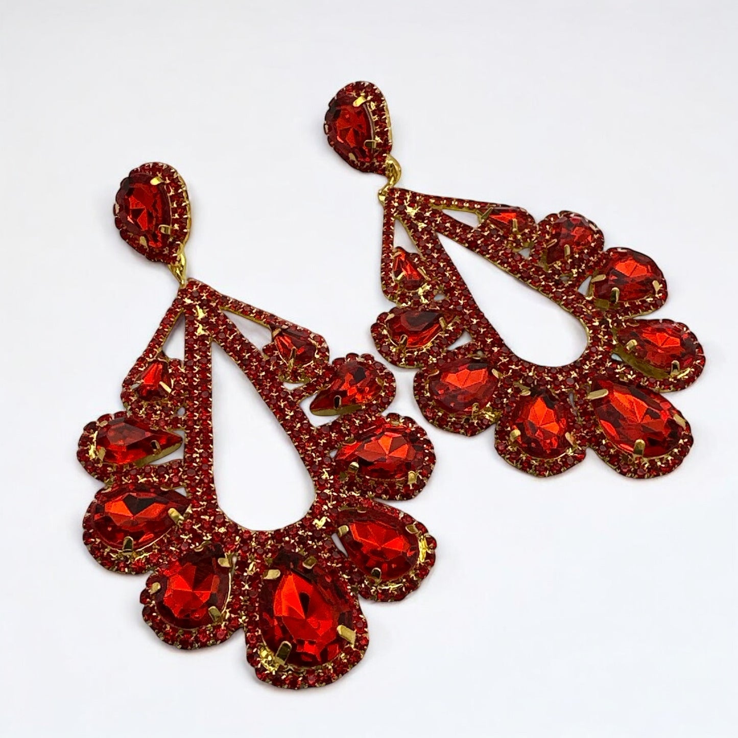 Bold Crystal Teardrop Rhinestone Earrings – Glam Statement Jewellery for Women