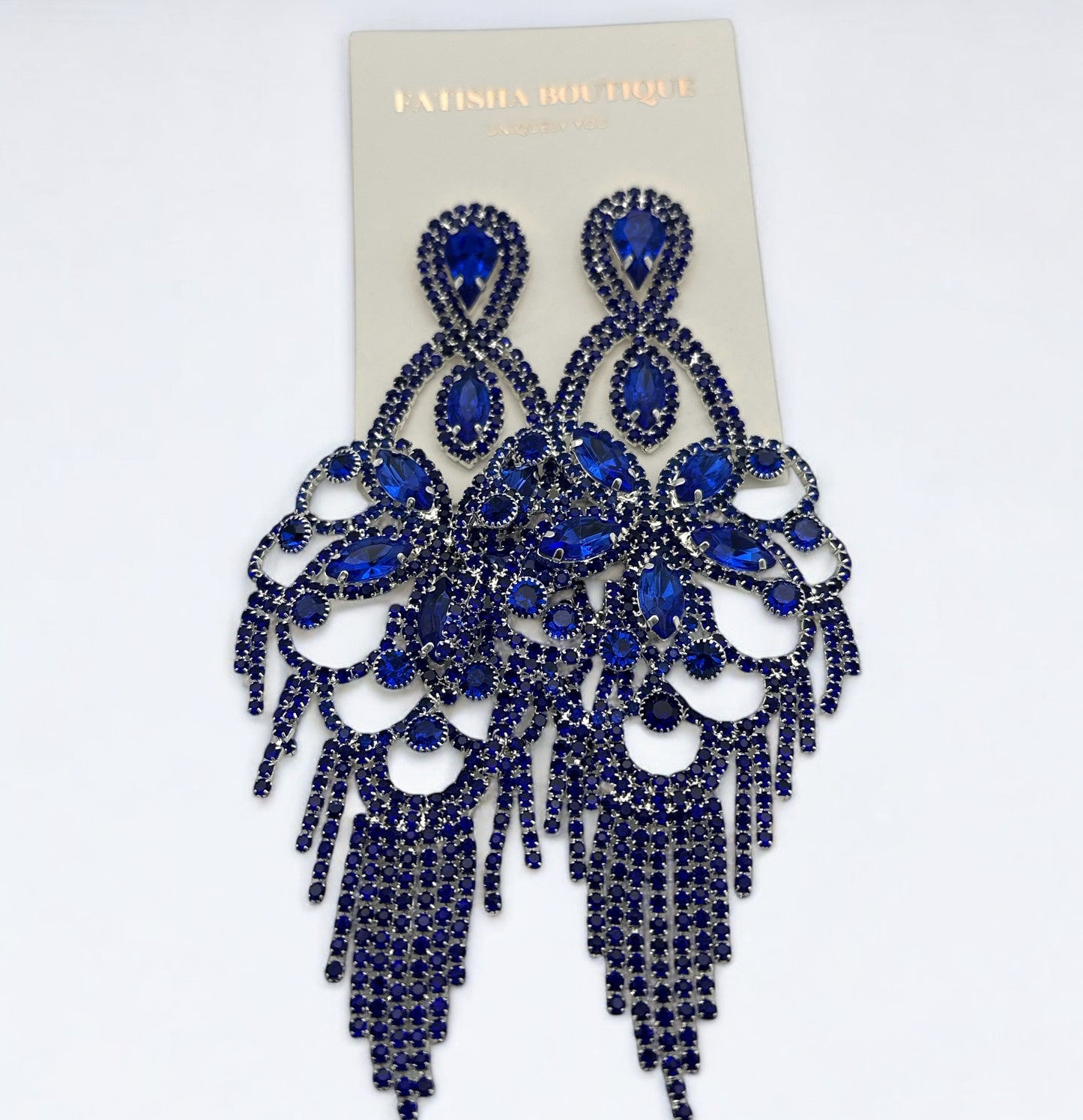 Long Rhinestone Chandelier Tassel Earrings – Big Statement Crystal Drops for Events