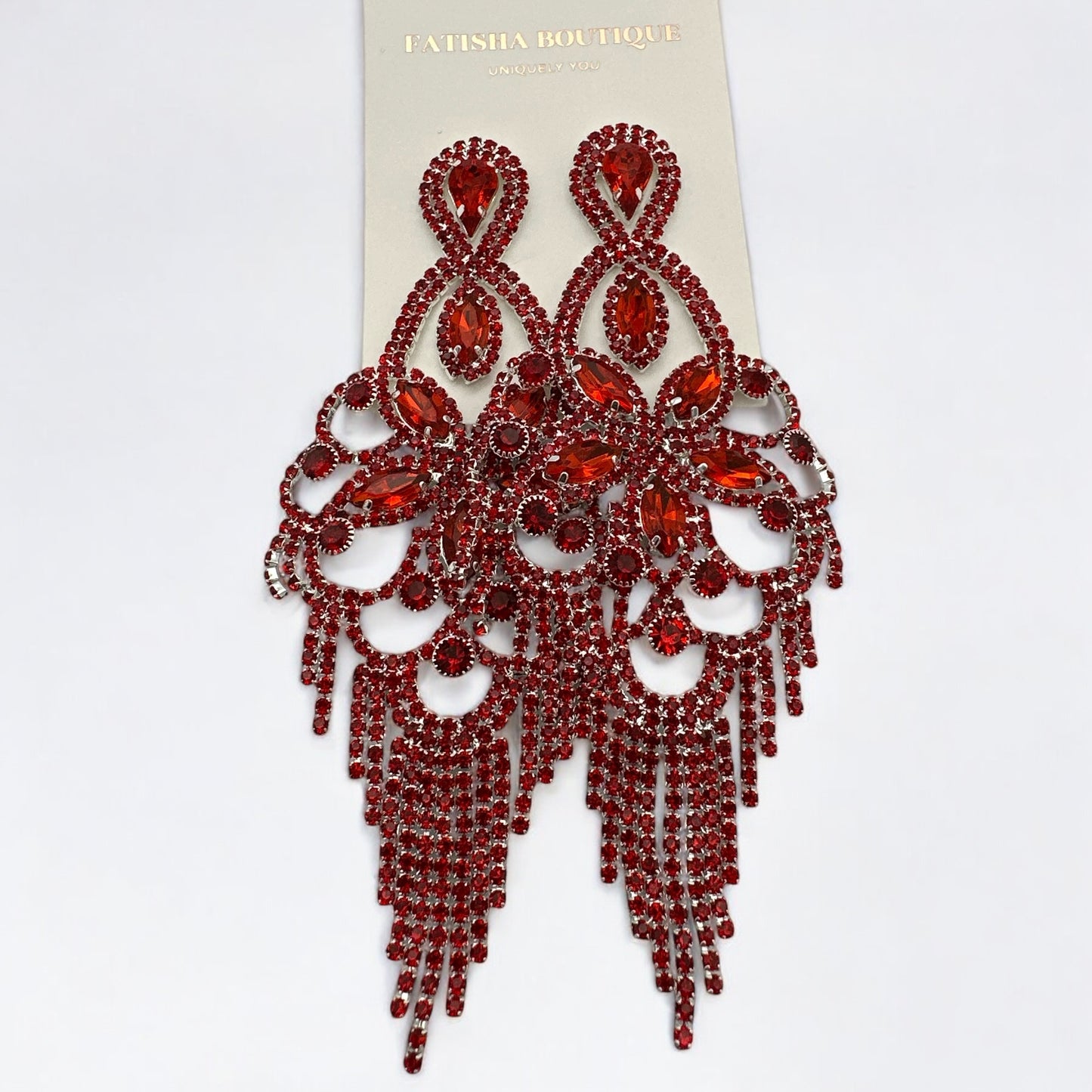 Long Rhinestone Chandelier Tassel Earrings – Big Statement Crystal Drops for Events