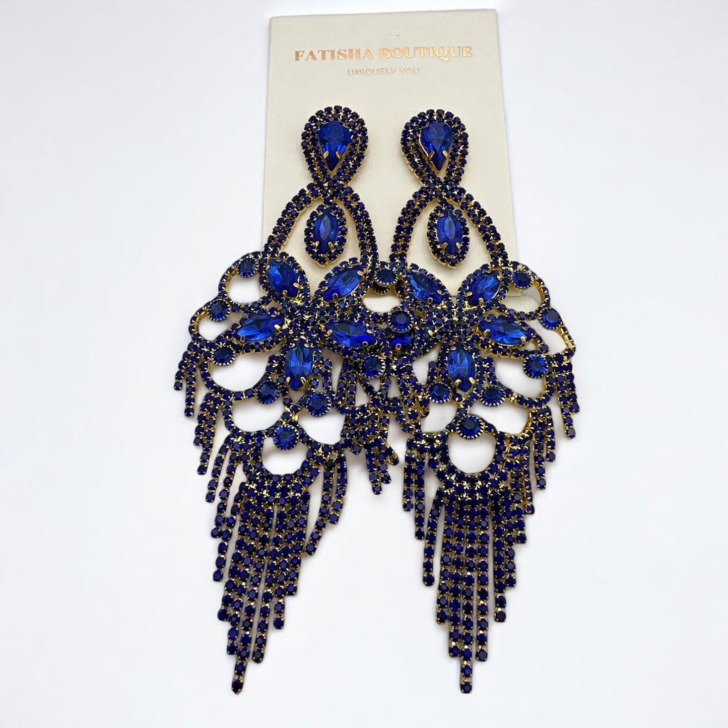 Long Rhinestone Chandelier Tassel Earrings – Big Statement Crystal Drops for Events