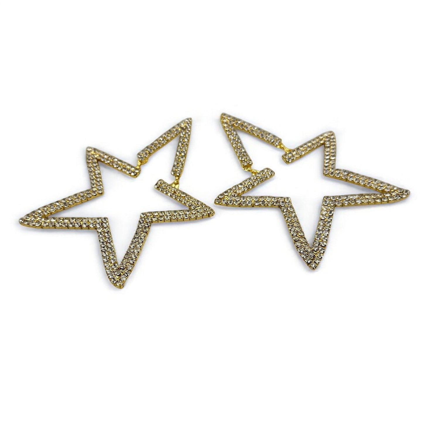 Big Star Rhinestone Statement Earrings – Bold Sparkly Dangle Earrings for Women in Gold, Silver, Black