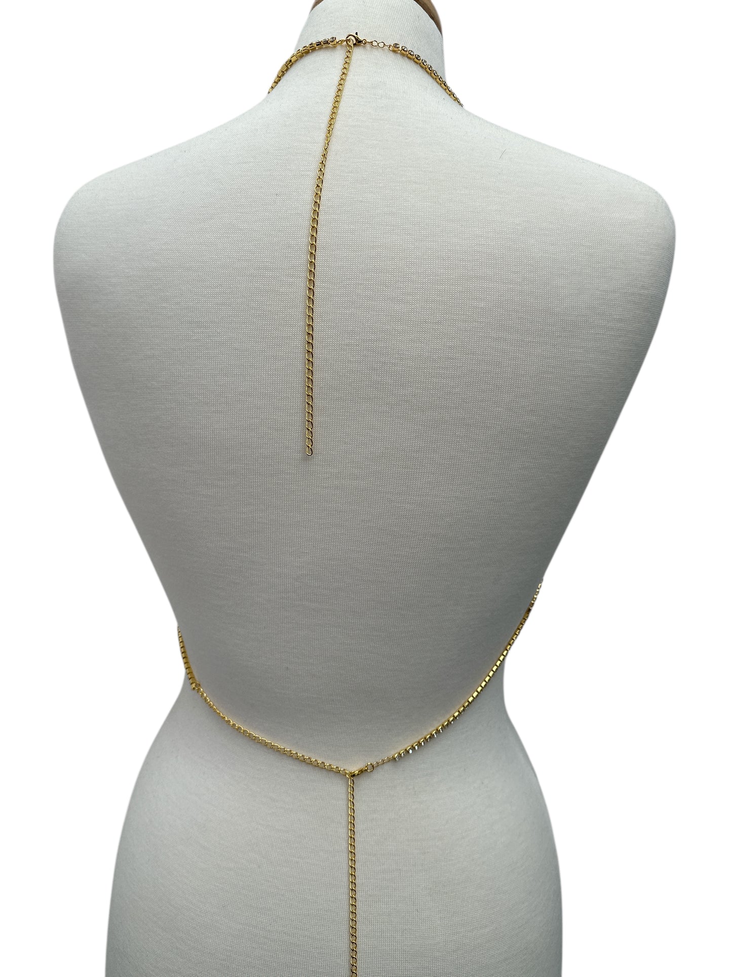 Flower Rhinestone Body Chain – Crystal Statement Body Jewellery in Gold or Silver