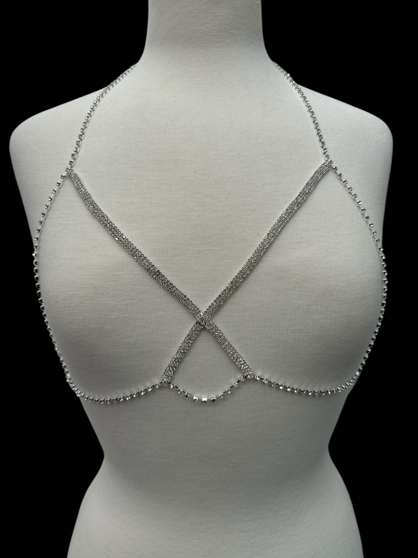 Crisscross Rhinestone Body Chain – Sparkling Statement Body Jewellery for Women Festival Wear