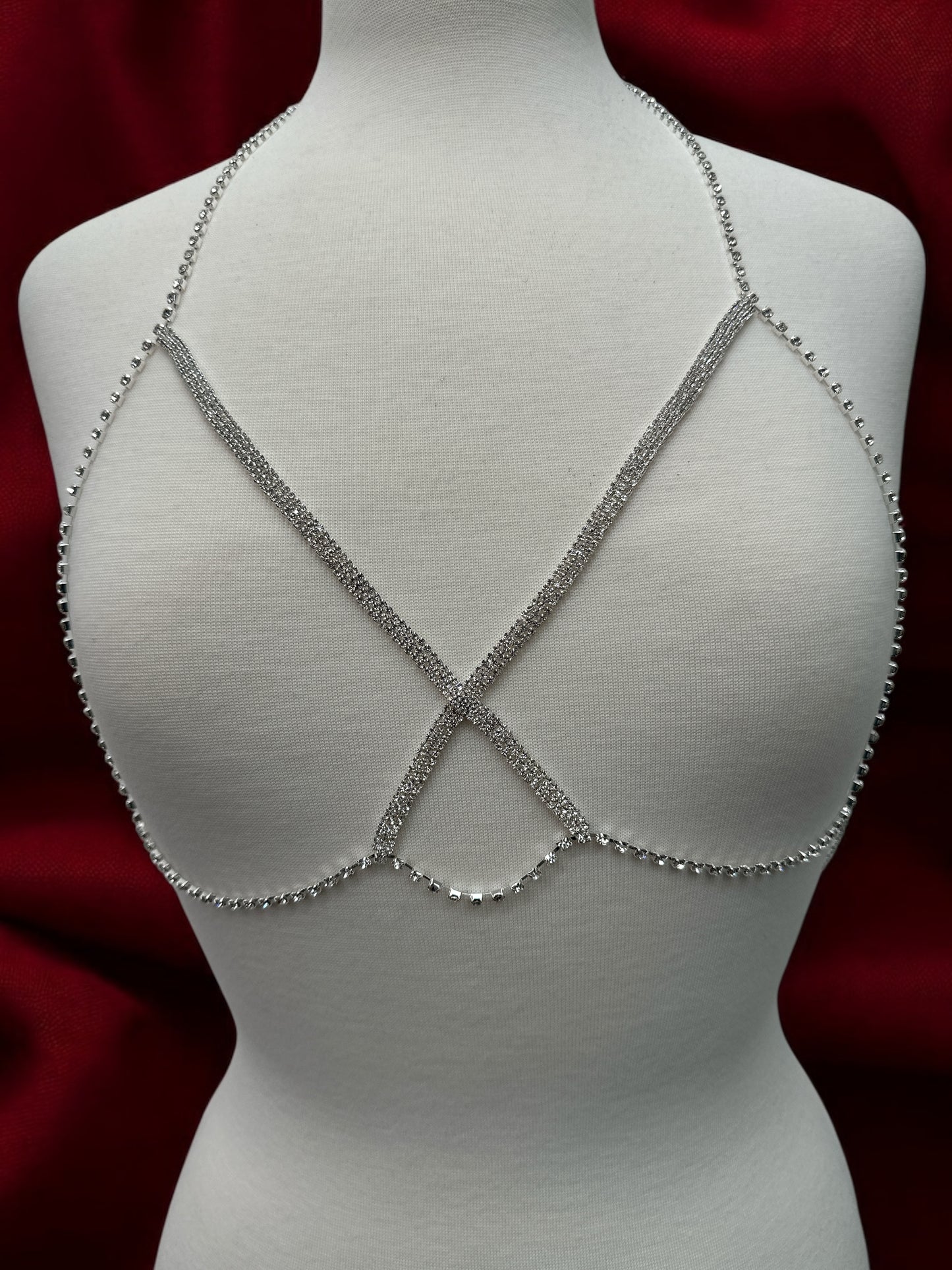 Crisscross Rhinestone Body Chain – Sparkling Statement Body Jewellery for Women Festival Wear
