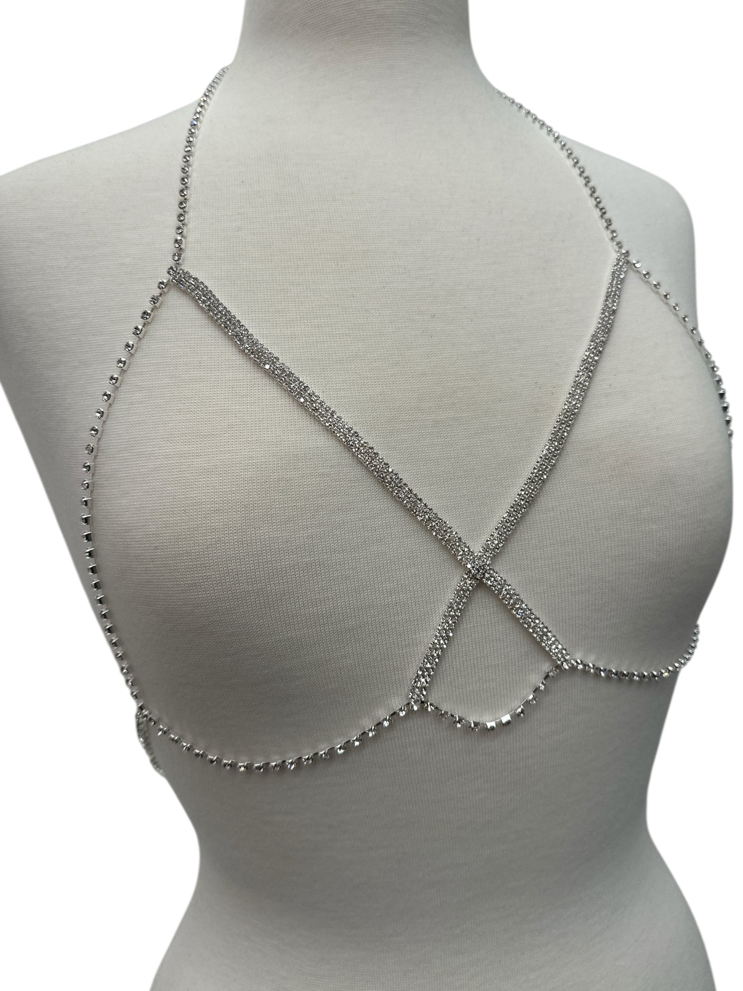 Crisscross Rhinestone Body Chain – Sparkling Statement Body Jewellery for Women Festival Wear
