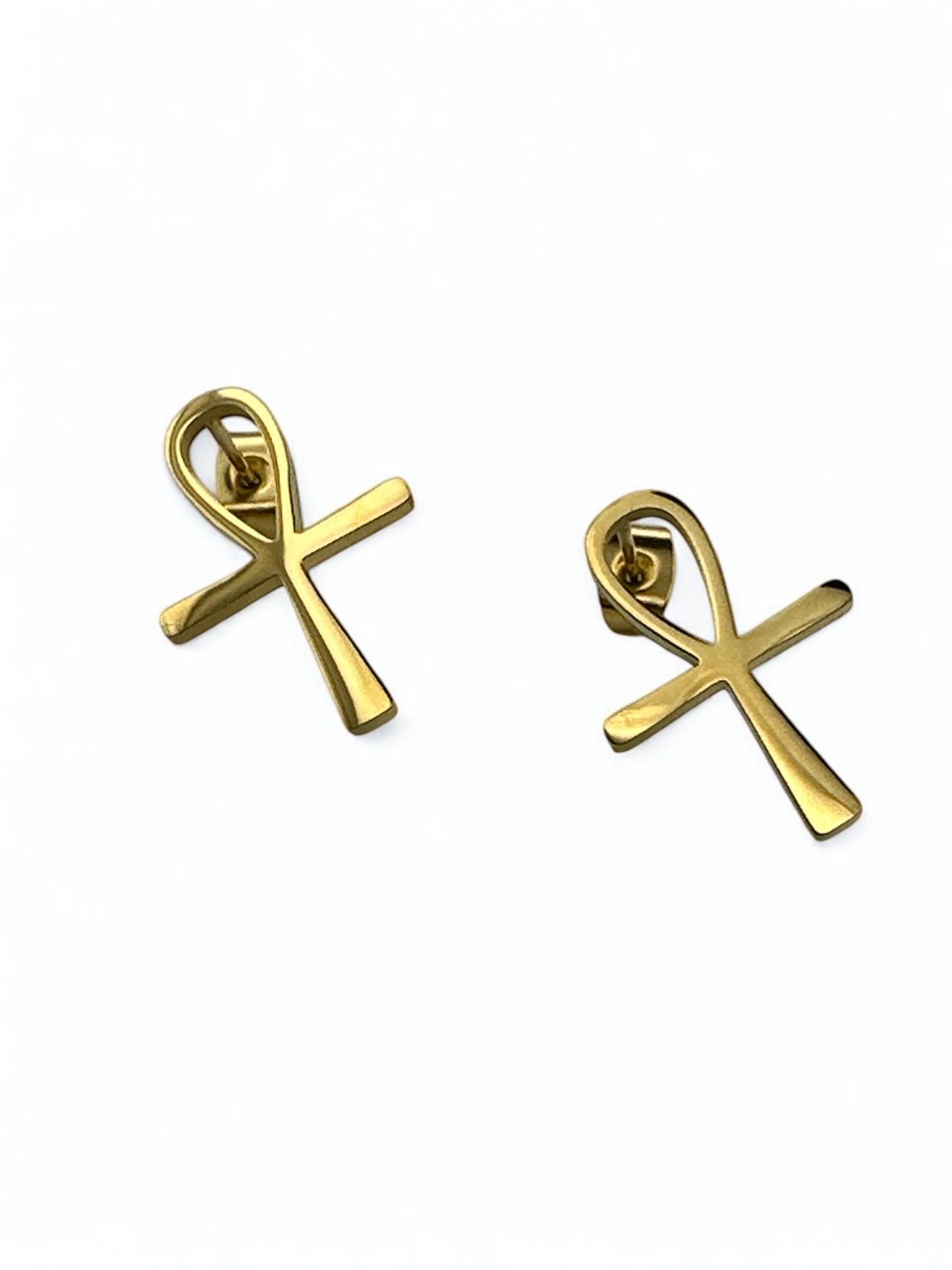Small Ankh Cross Stud Earrings | Stainless Steel Egyptian Symbol Jewellery - Fatisha Boutique #