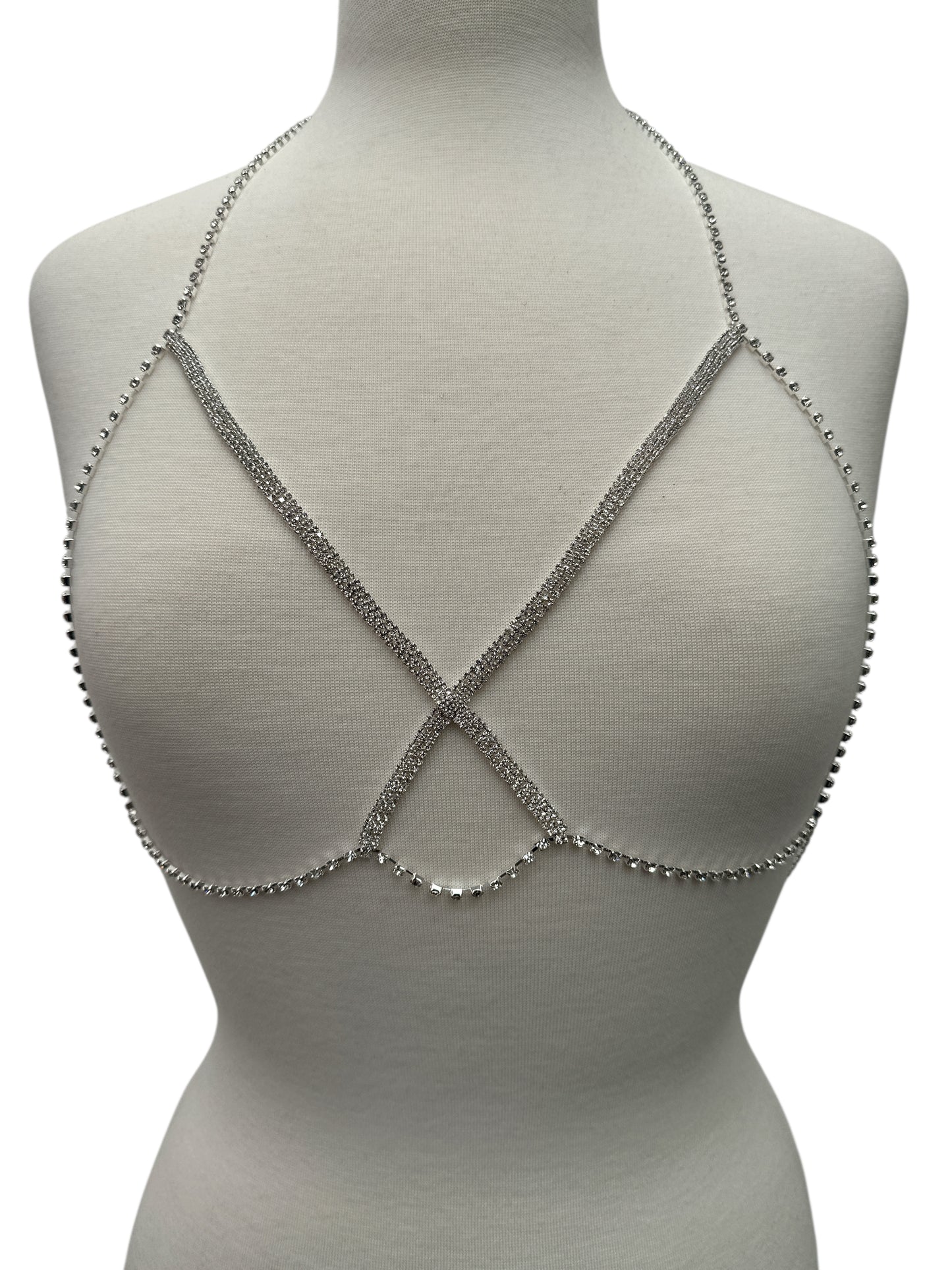 Crisscross Rhinestone Body Chain – Sparkling Statement Body Jewellery for Women Festival Wear