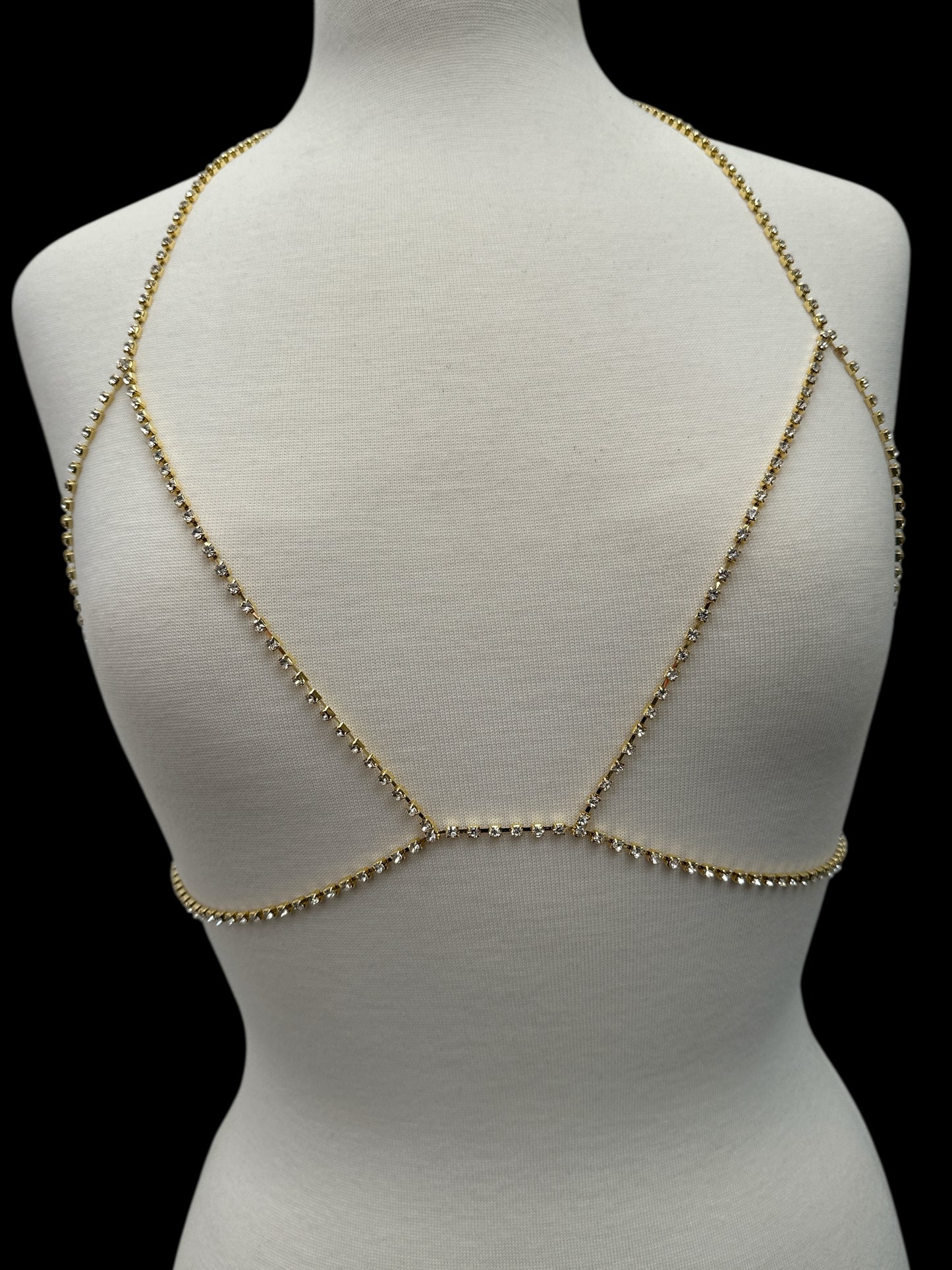 Minimalist Rhinestone Body Chain – Dainty Festival Jewellery in Silver or Gold for Women