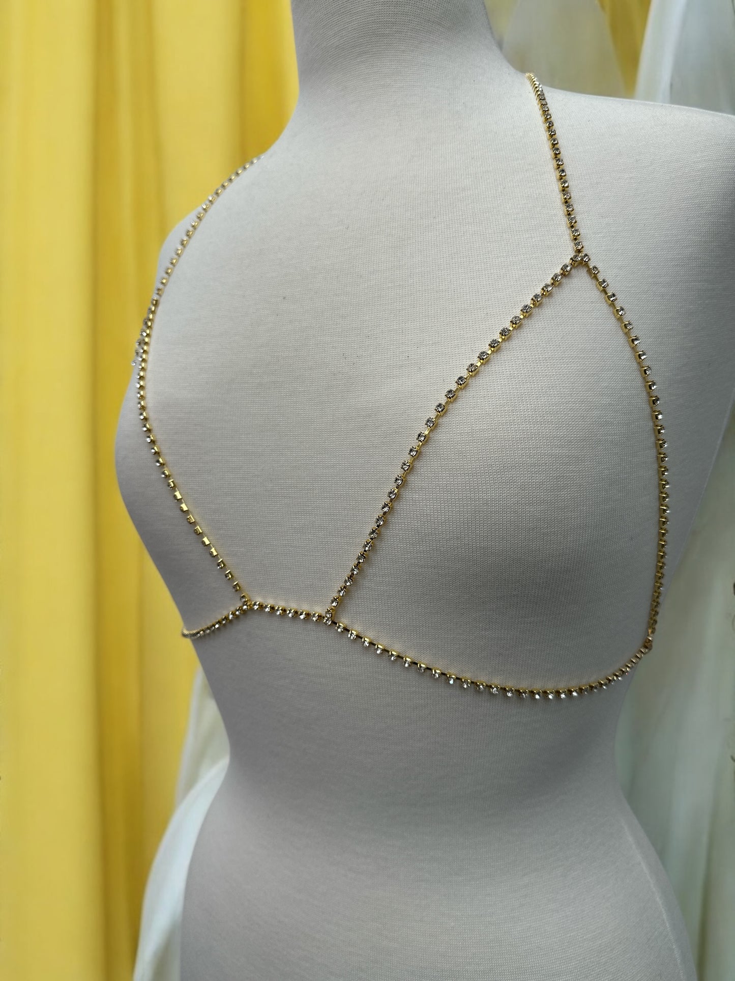 Minimalist Rhinestone Body Chain – Dainty Festival Jewellery in Silver or Gold for Women