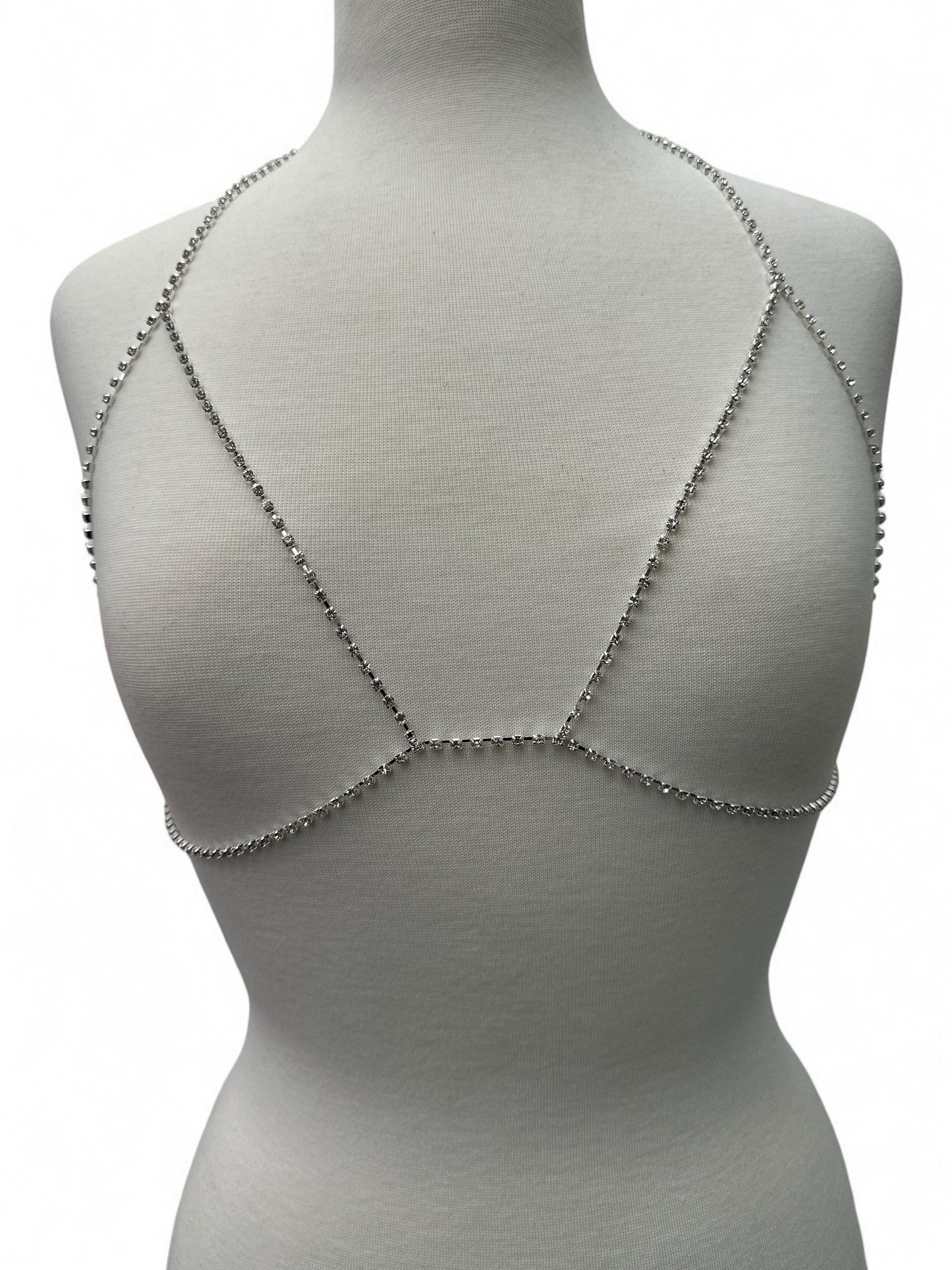 Minimalist Rhinestone Body Chain – Dainty Festival Jewellery in Silver or Gold for Women