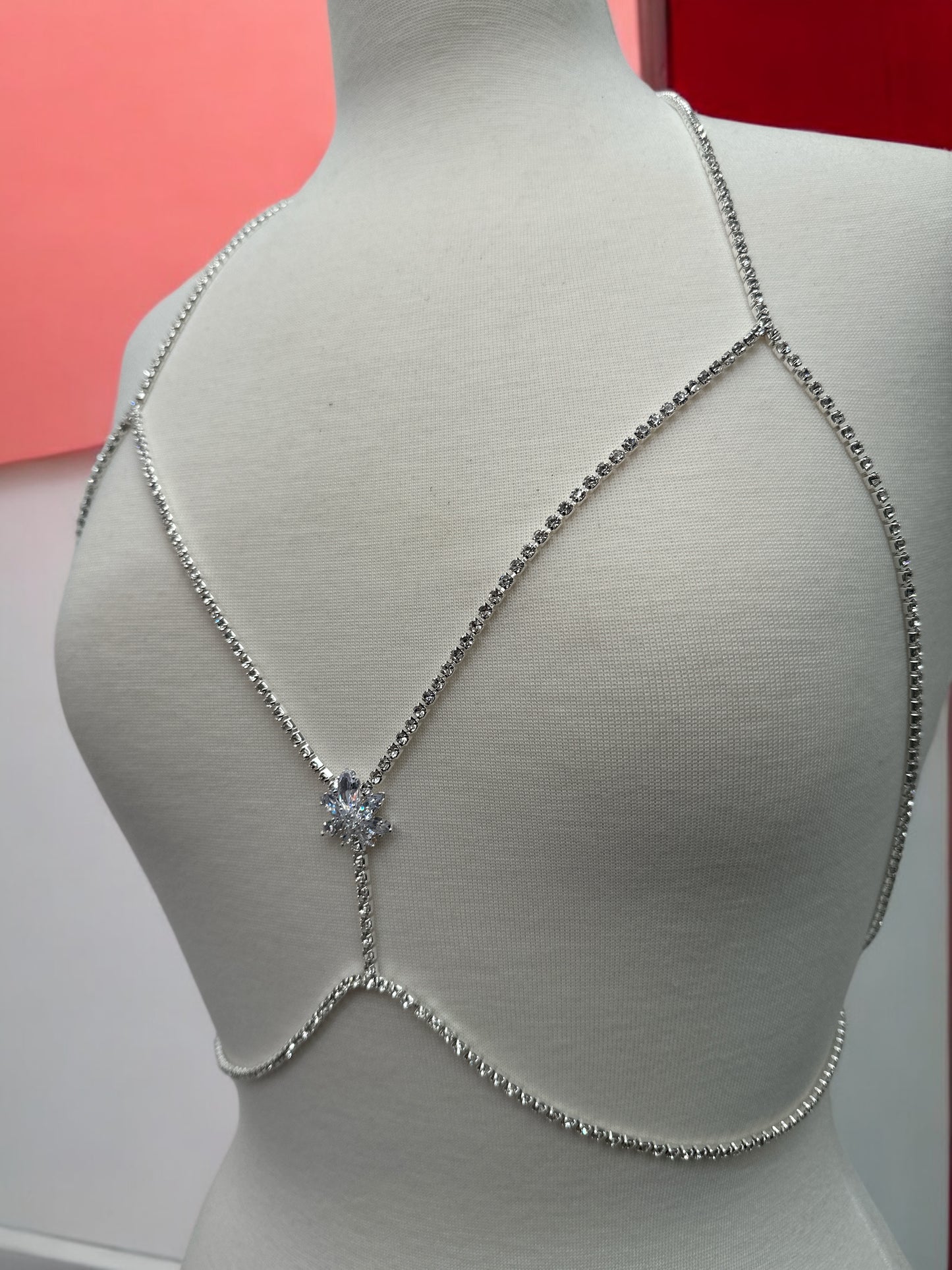 Flower Rhinestone Body Chain – Crystal Statement Body Jewellery in Gold or Silver