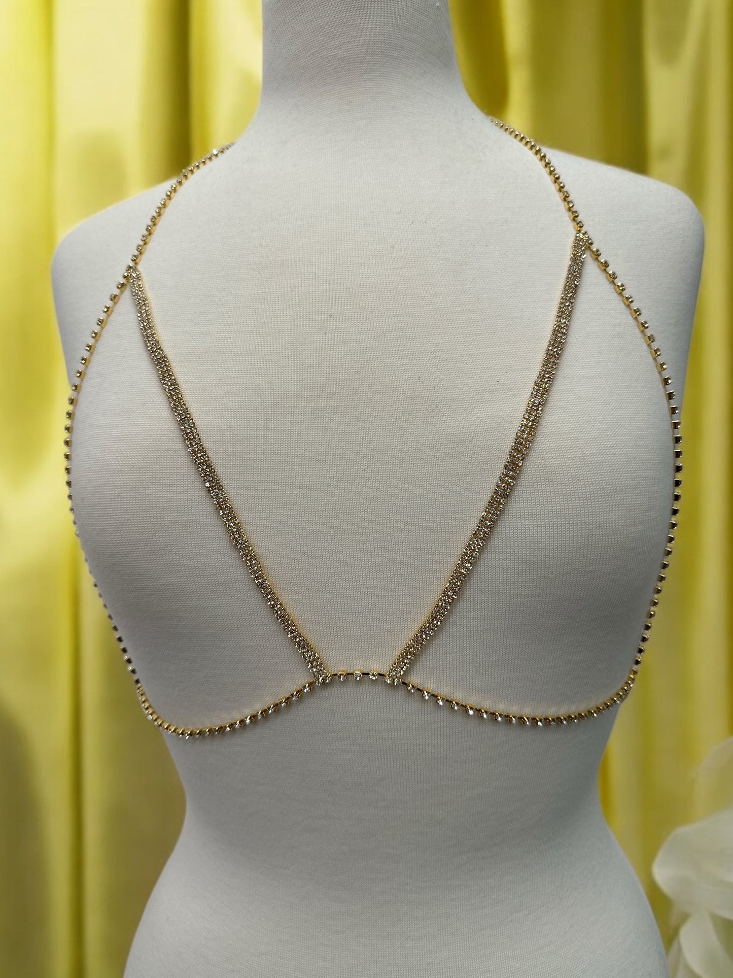 V-Shaped Rhinestone Body Chain – Gold & Silver Festival Body Jewellery for Women