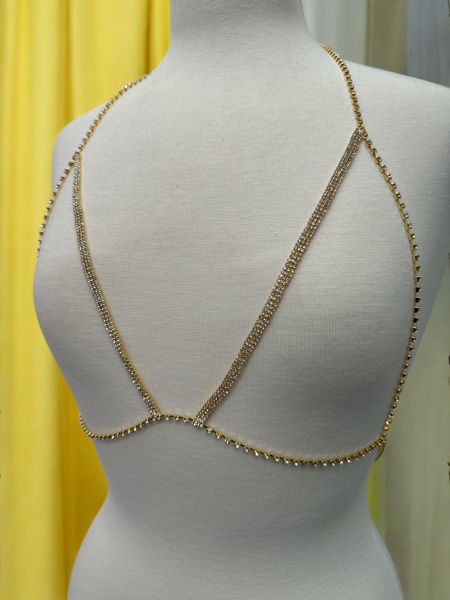 V-Shaped Rhinestone Body Chain – Gold & Silver Festival Body Jewellery for Women