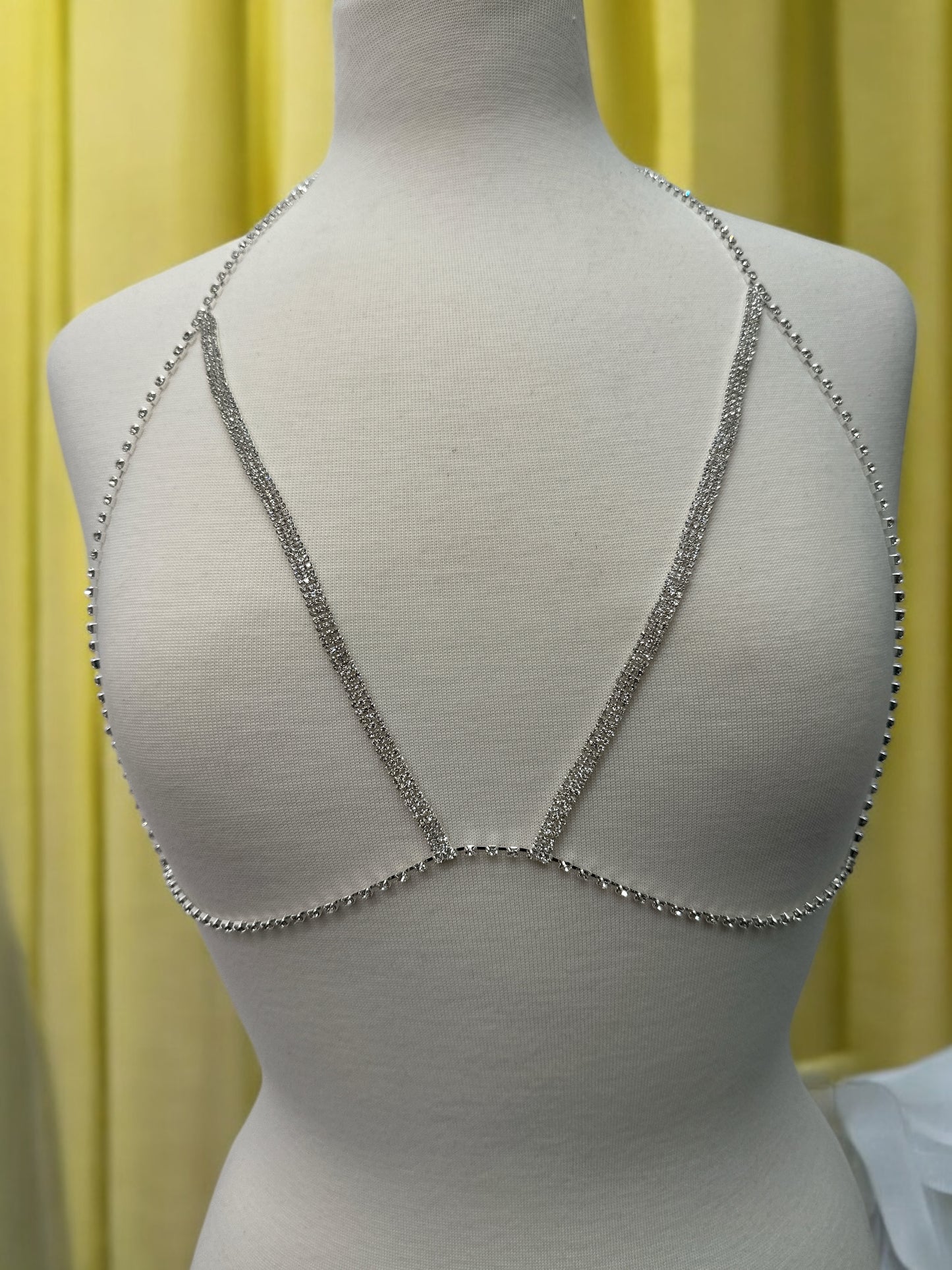 V-Shaped Rhinestone Body Chain – Gold & Silver Festival Body Jewellery for Women