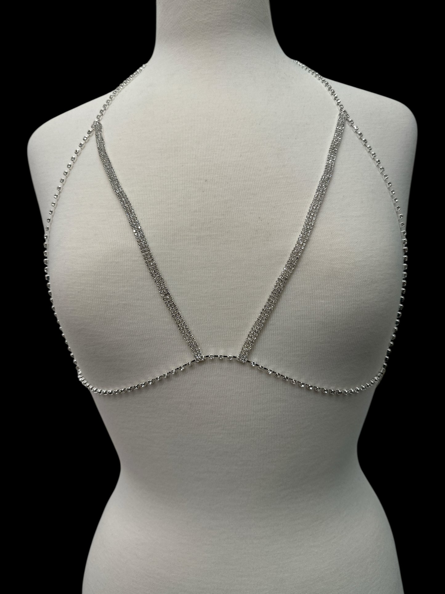 V-Shaped Rhinestone Body Chain – Gold & Silver Festival Body Jewellery for Women