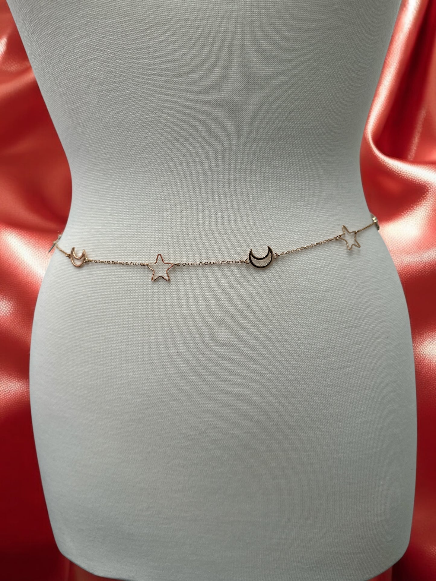 Moon and Stars Waist Chain – Gold Belly Body Jewellery for Festival & Summer Fashion UK